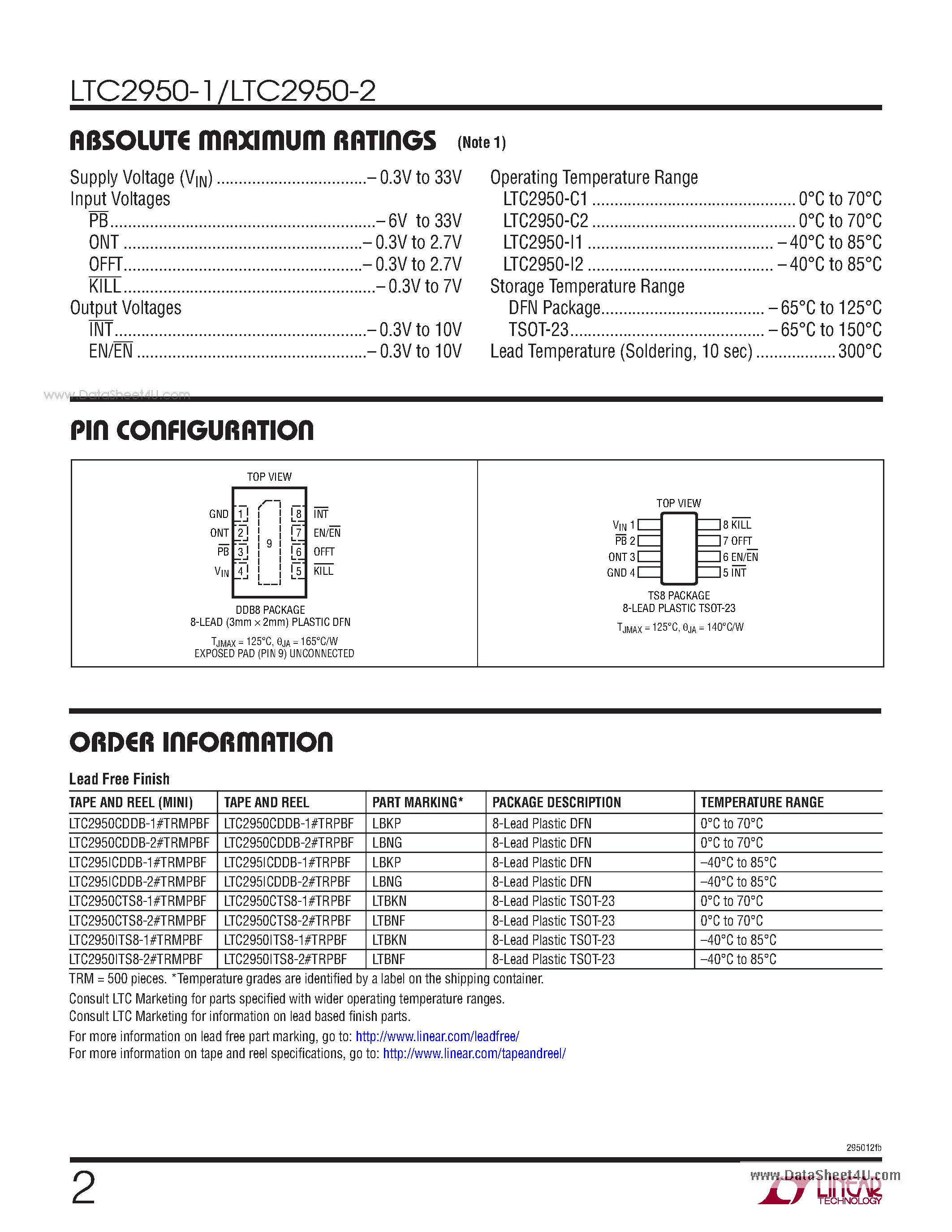 Datasheet LTC2950-1 - Push Button On/Off Controller page 2