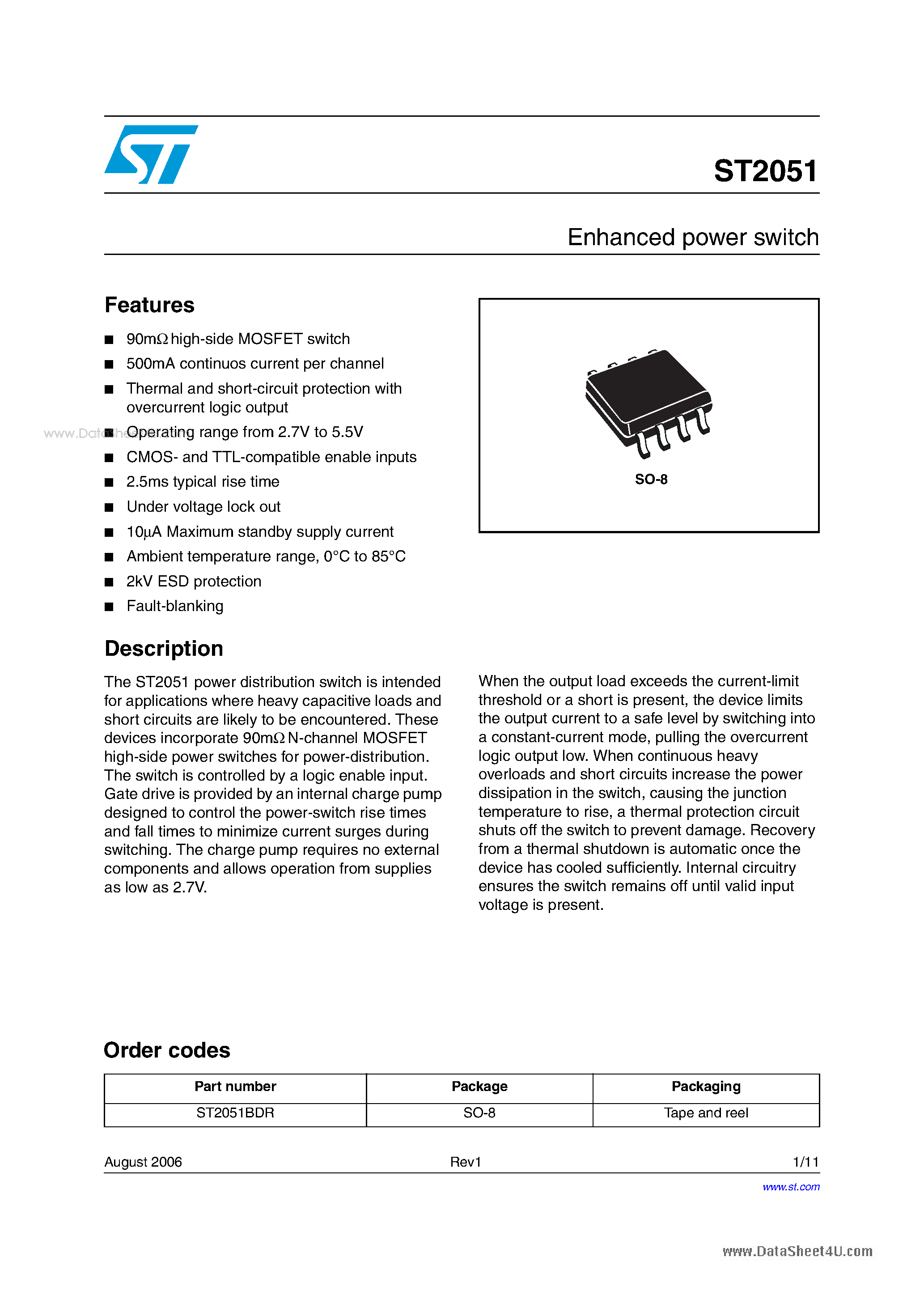 Datasheet st2051 page 1 Datasheet st2051 - Enhanced power switch page 1