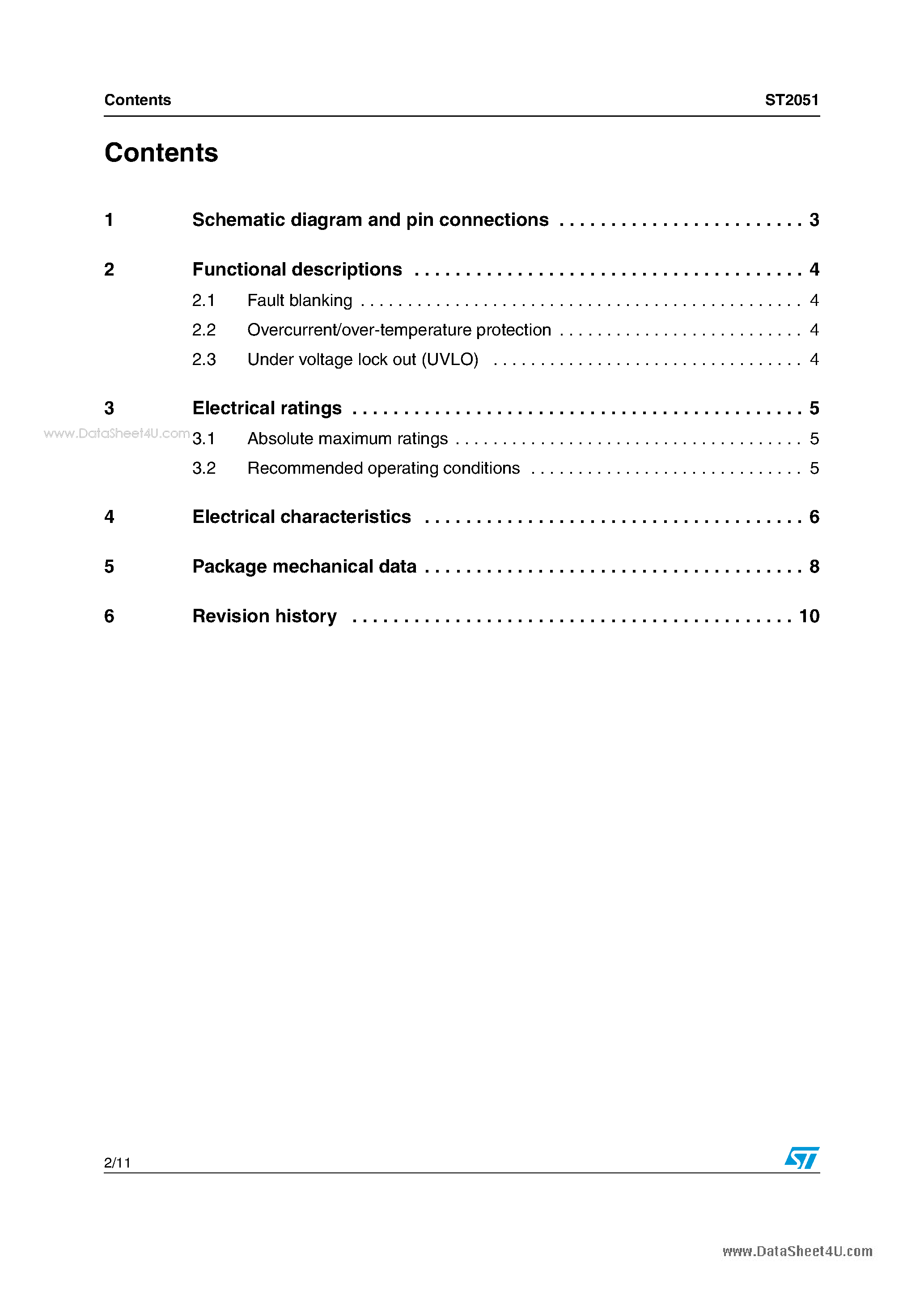 Datasheet st2051 page 2 Datasheet st2051 - Enhanced power switch page 2