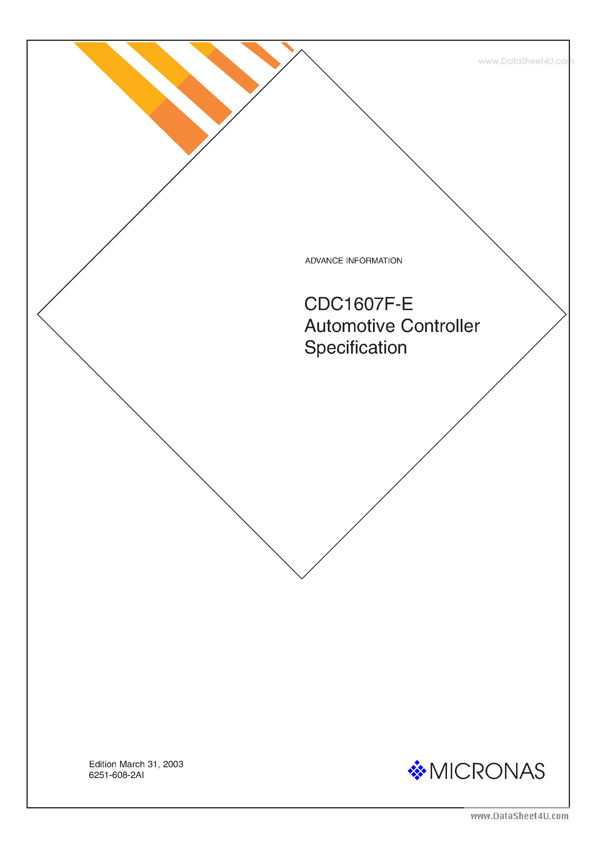 Даташит CDC1607F-E - Automotive Controller Specification страница 1