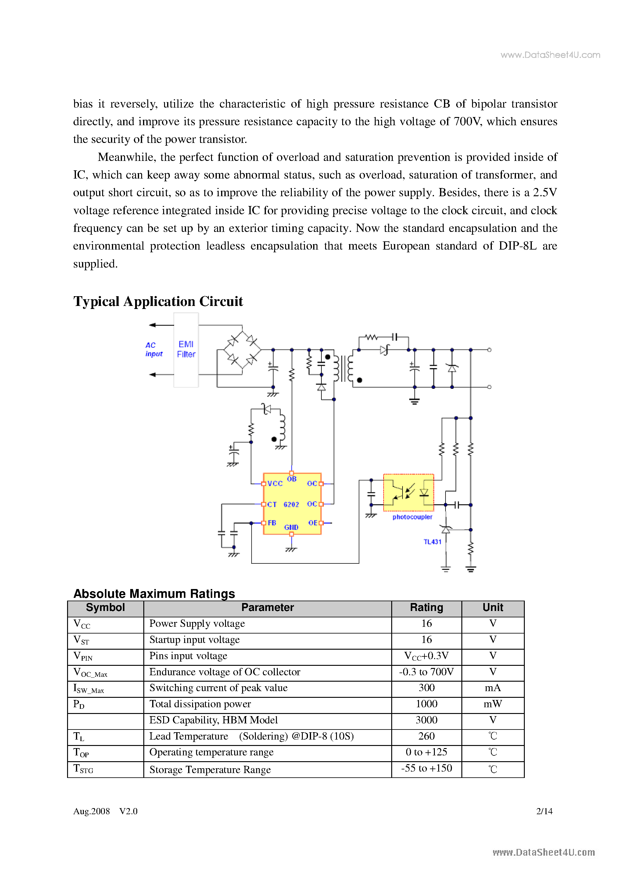 Даташит на микросхему CR6202 страница 2 Даташит CR6202 - Switching Power Supply Controller ICs страница 2