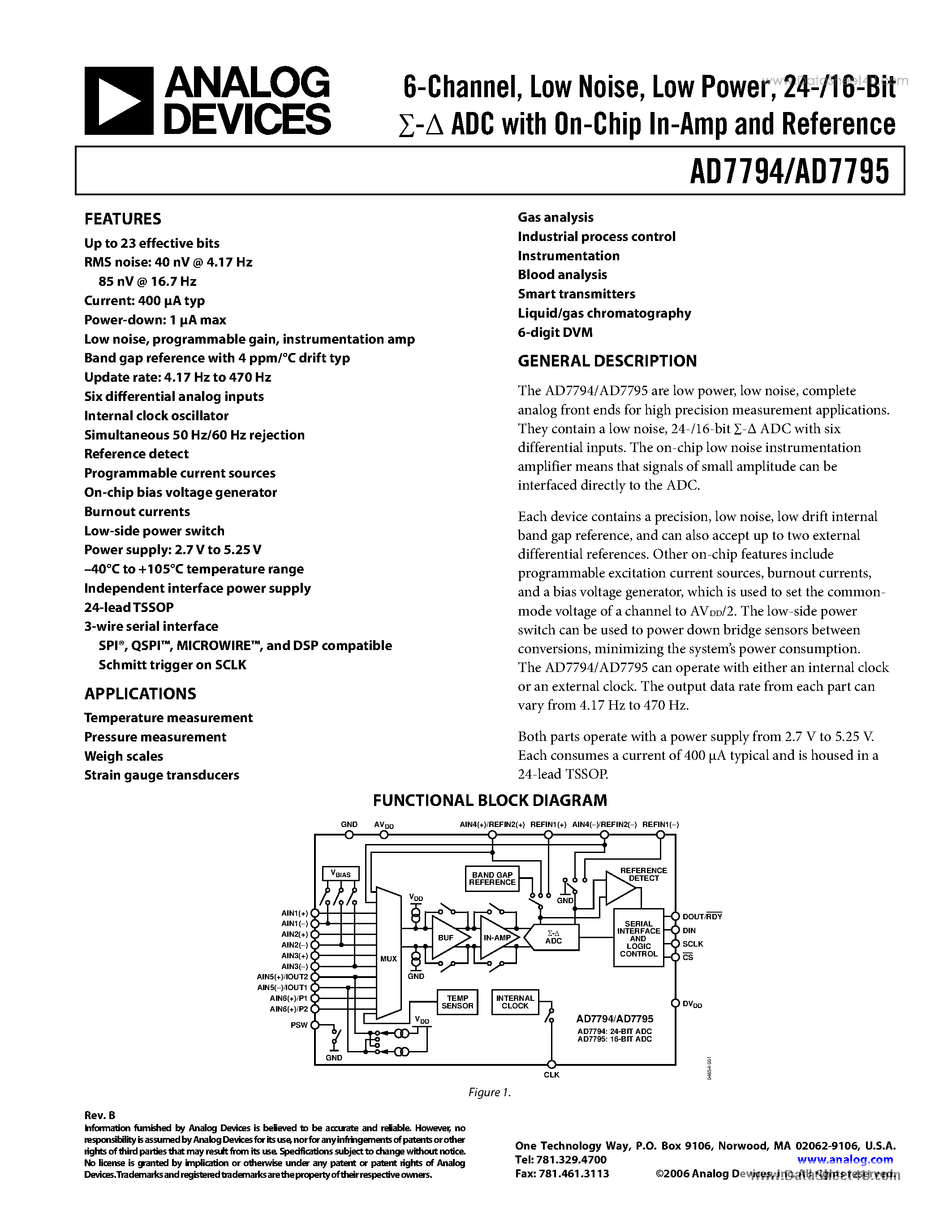 Datasheet AD7794 - 24-/16-Bit ADC page 1
