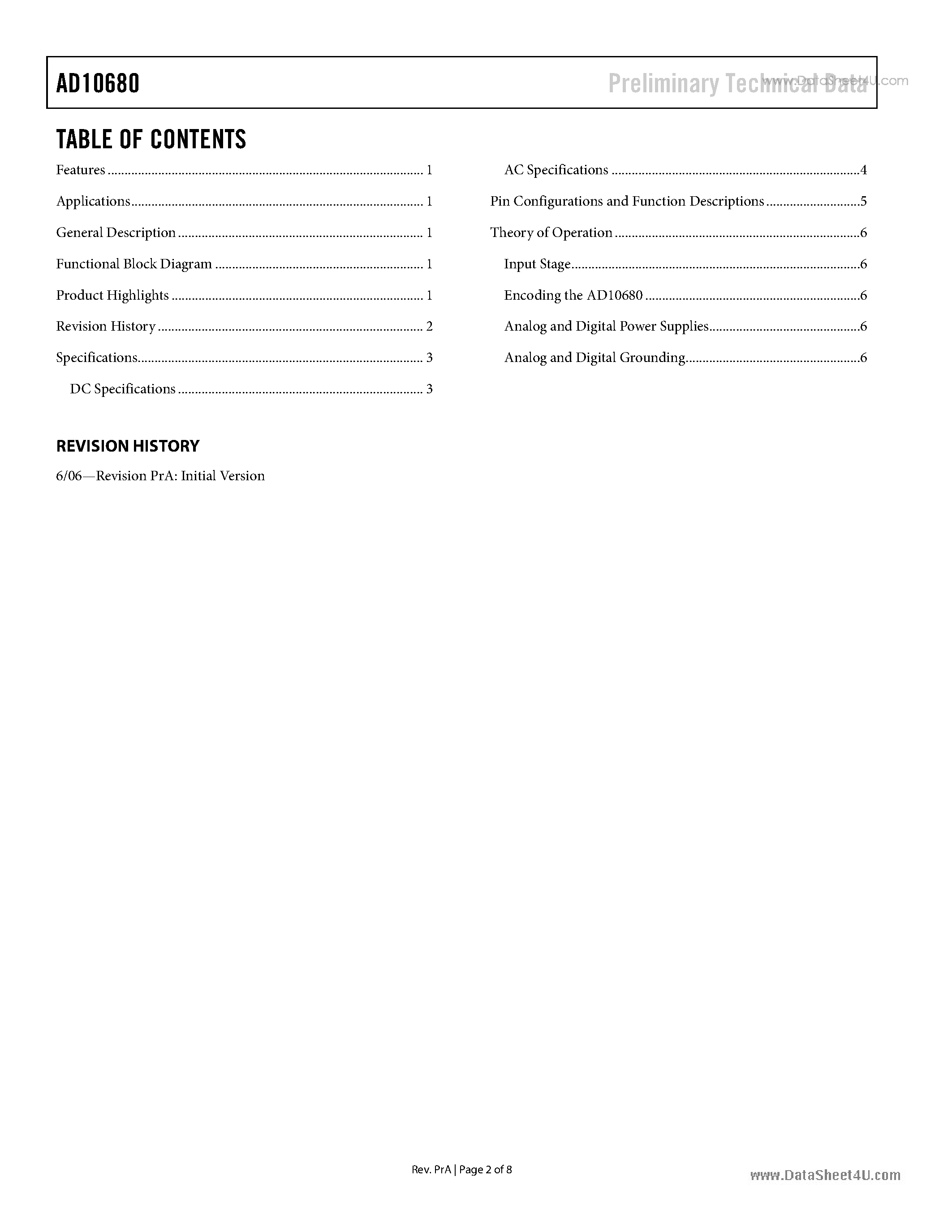 Datasheet AD10680 - 100 MSPS A/D Converter page 2