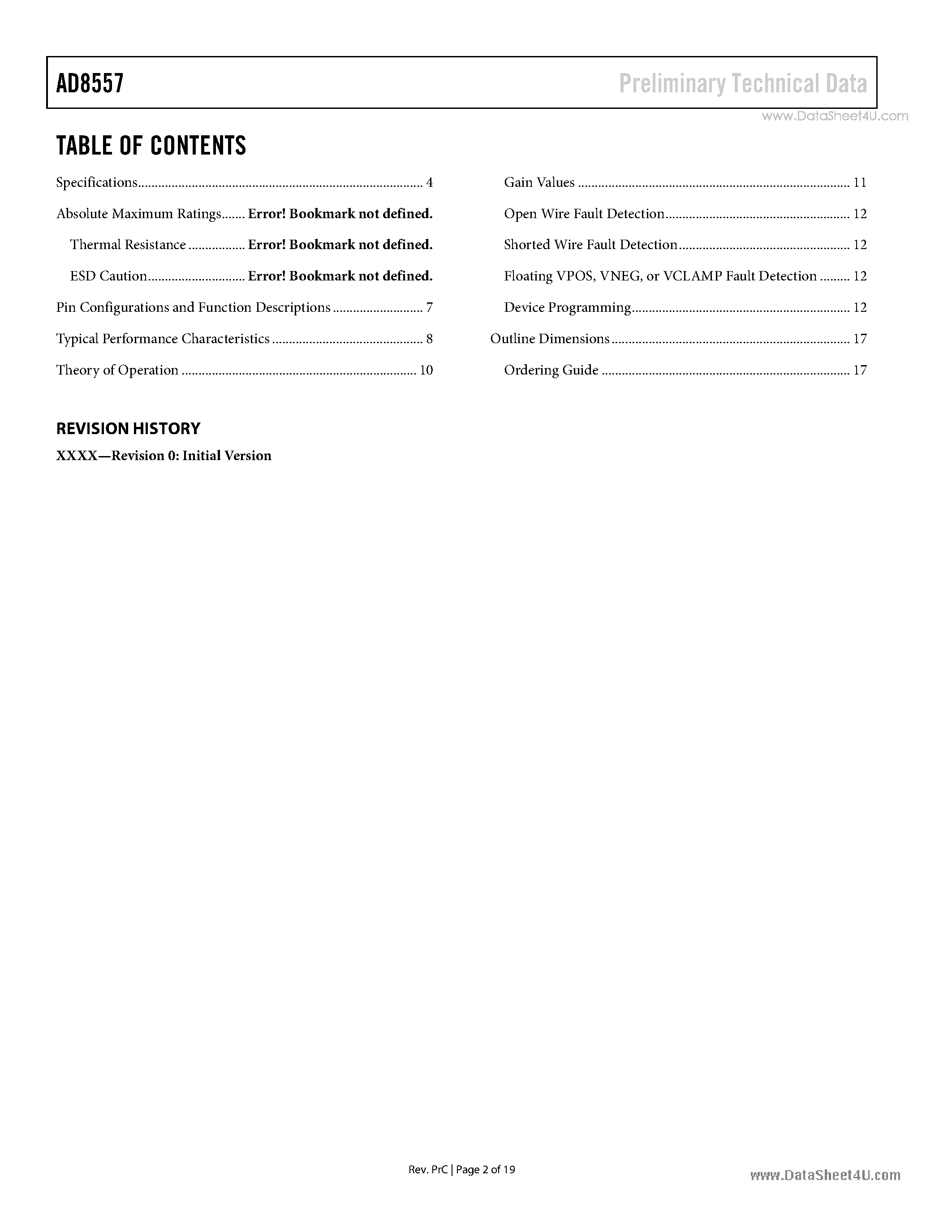 Datasheet AD8557 - Digitally Programmable Sensor Signal Amplifier page 2