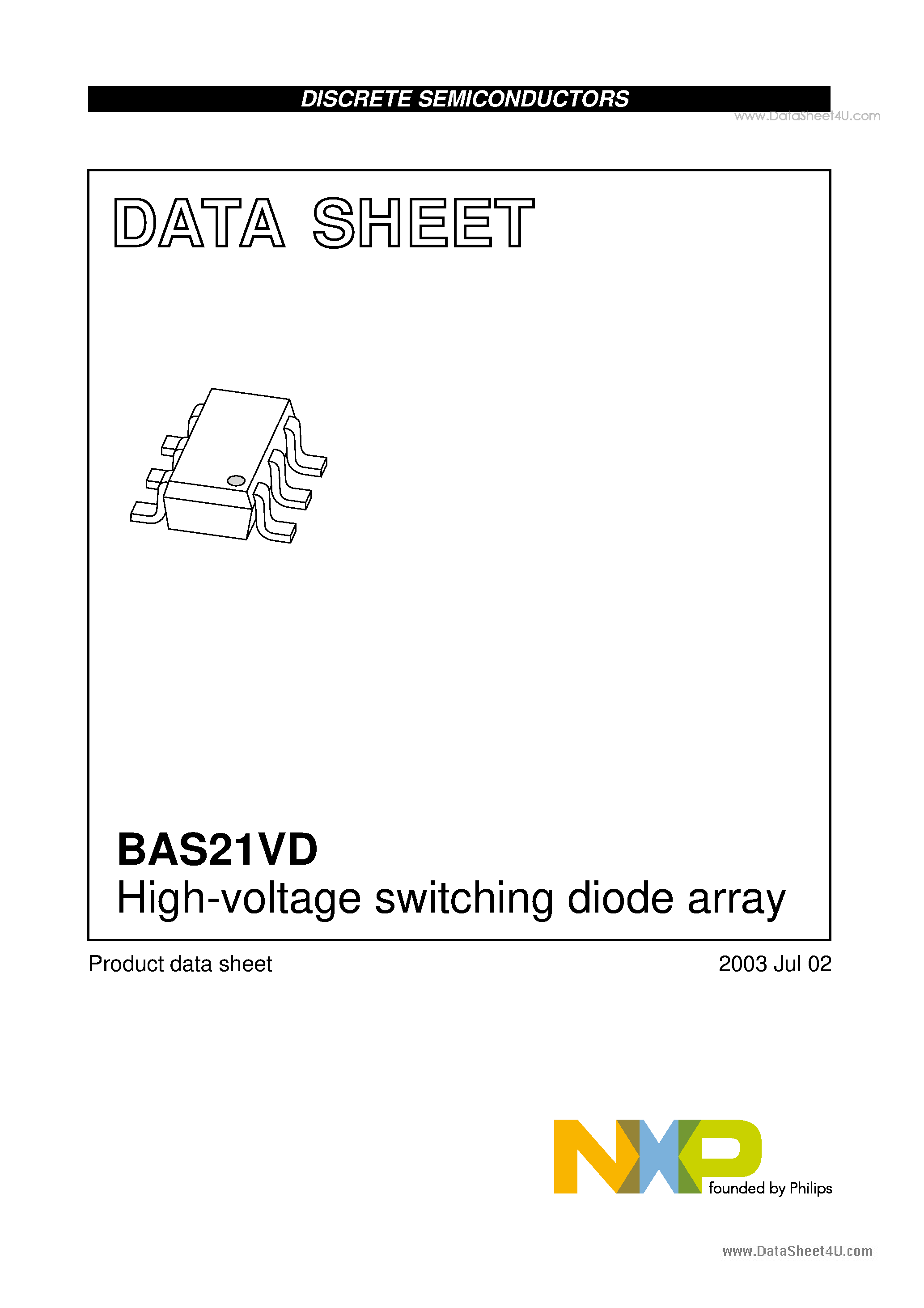 Datasheet BAS21VD page 1 Datasheet BAS21VD - High-voltage switching diode array page 1