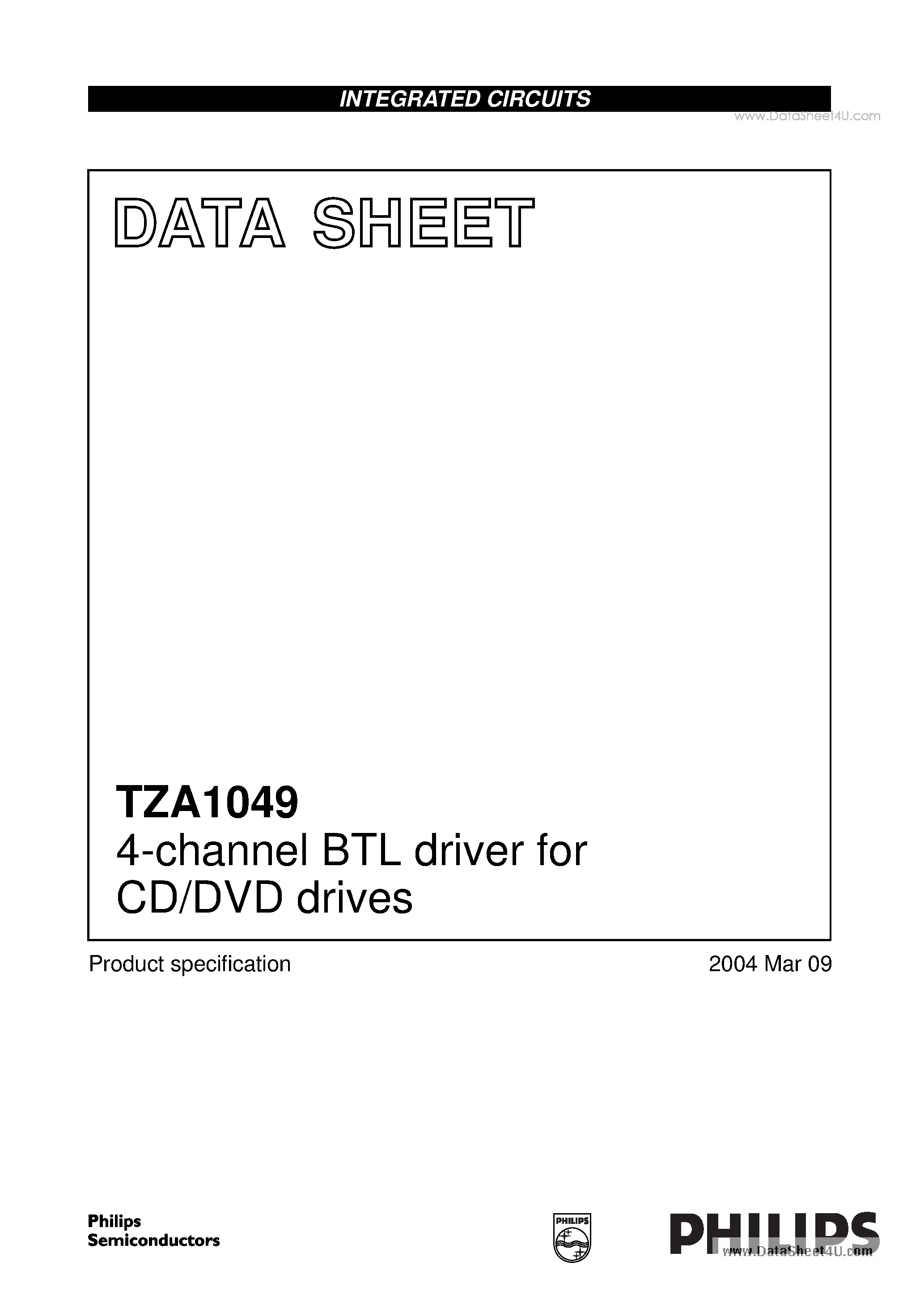 Даташит TZA1049 - 4-channel BTL driver страница 1