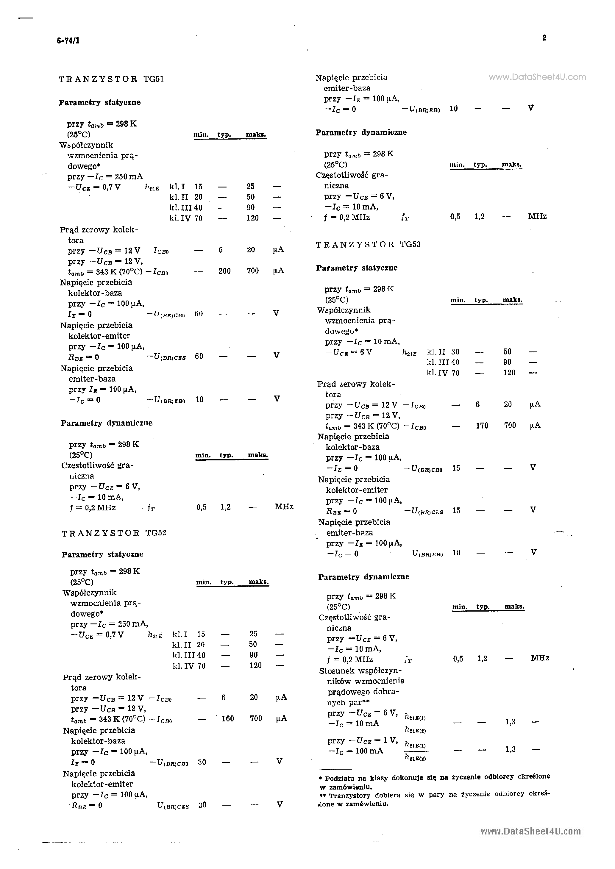 Datasheet TG50 - (TG50 - TG55) TRANZYSTORY P-N-P page 2