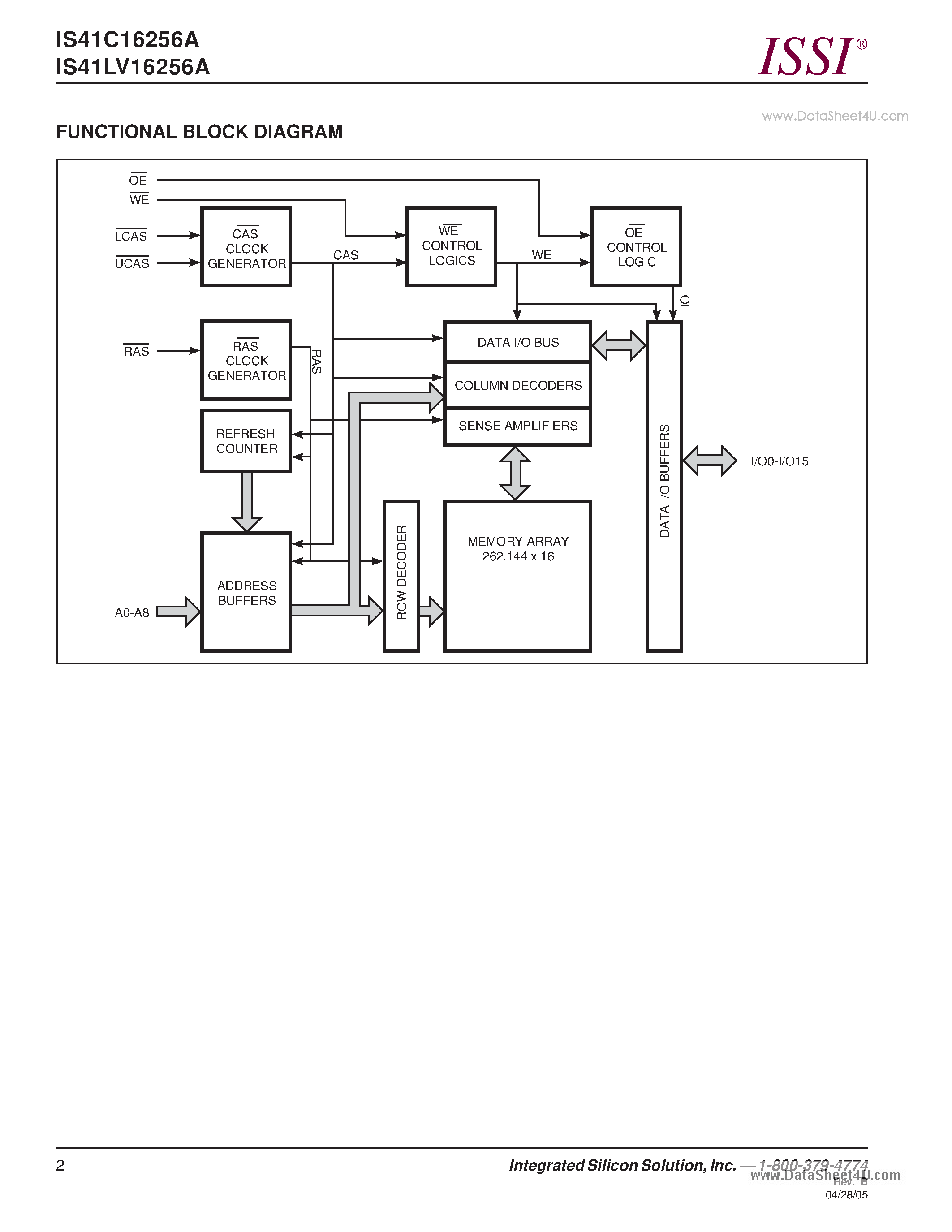 Даташит IS41LV16256A - 256K x 16 (4-MBIT) DYNAMIC RAM страница 2