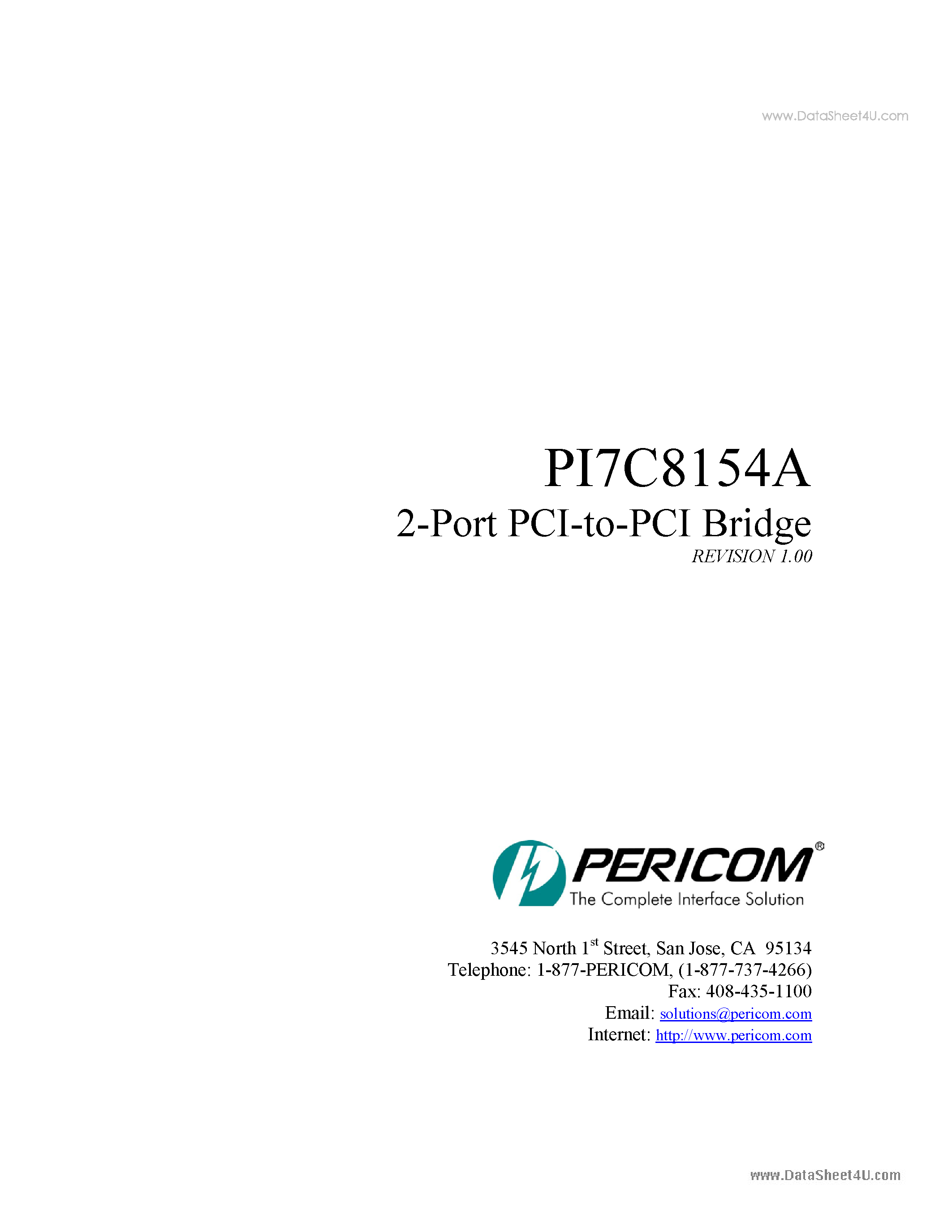 Datasheet PI7C8154A - 2-Port PCI-to-PCI Bridge page 1
