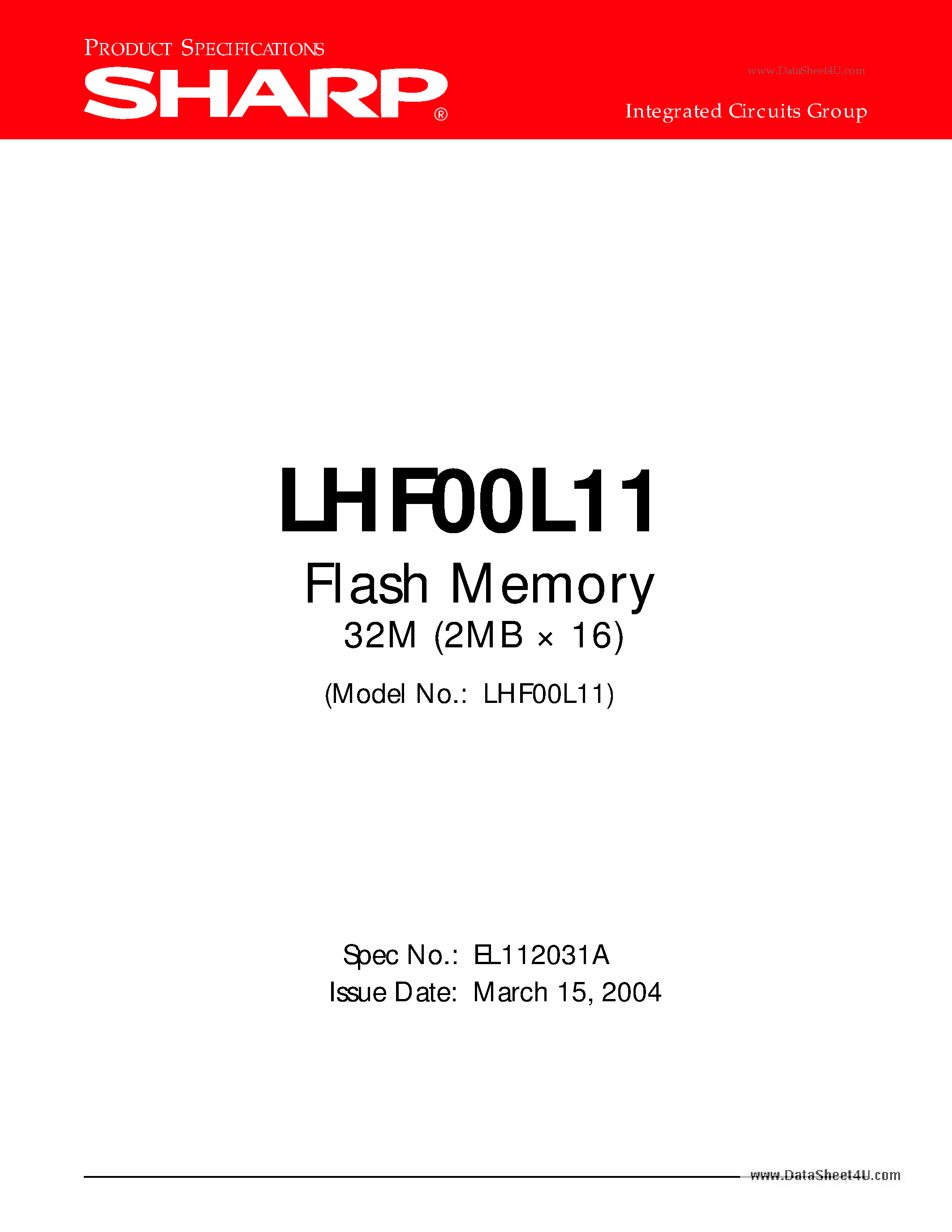 Даташит LHF00L11 - Flash Memory 32M (2MB x 16) страница 1