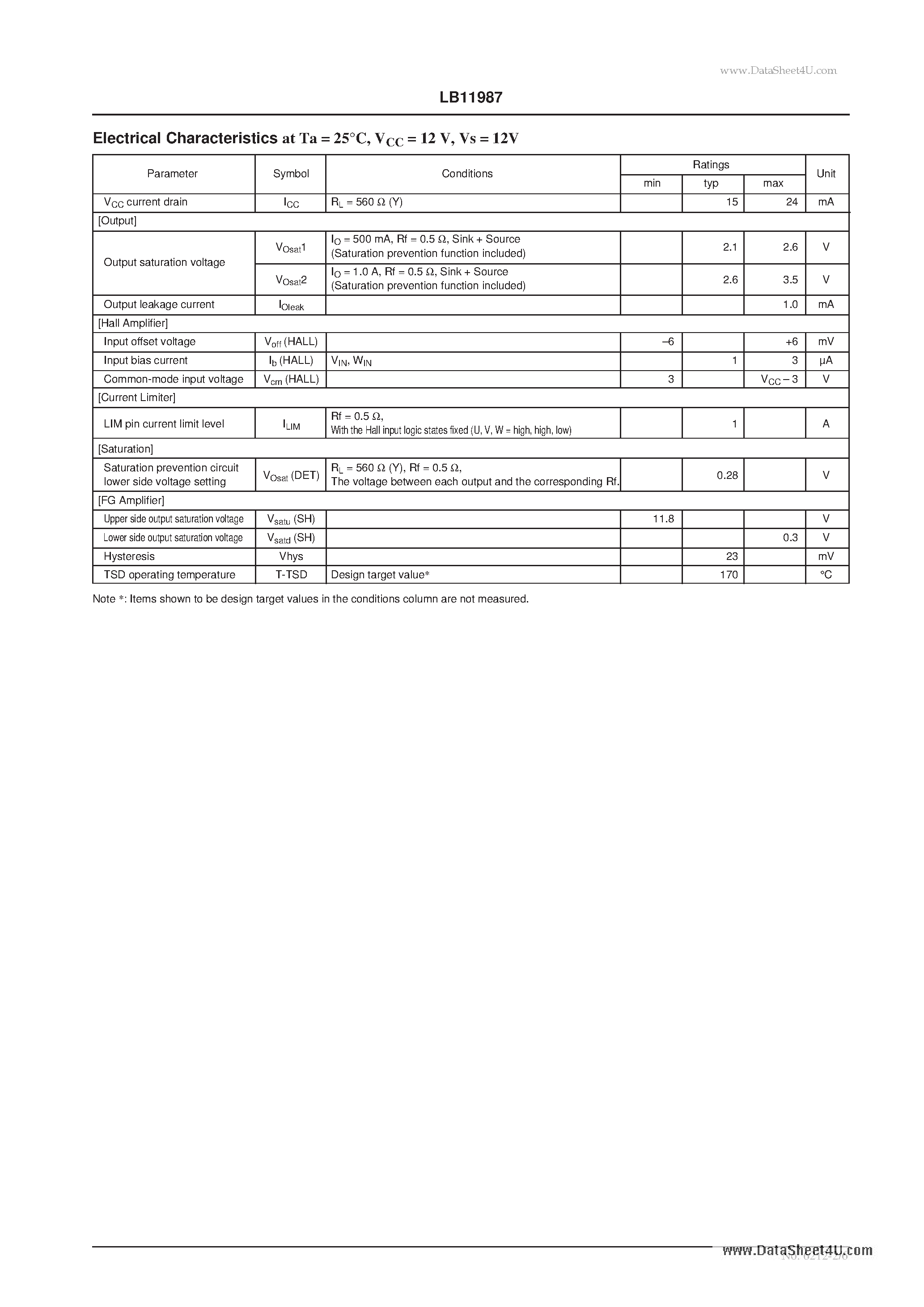 Datasheet LB11987 page 2 Datasheet LB11987 - Refrigerator Fan Motor Driver page 2