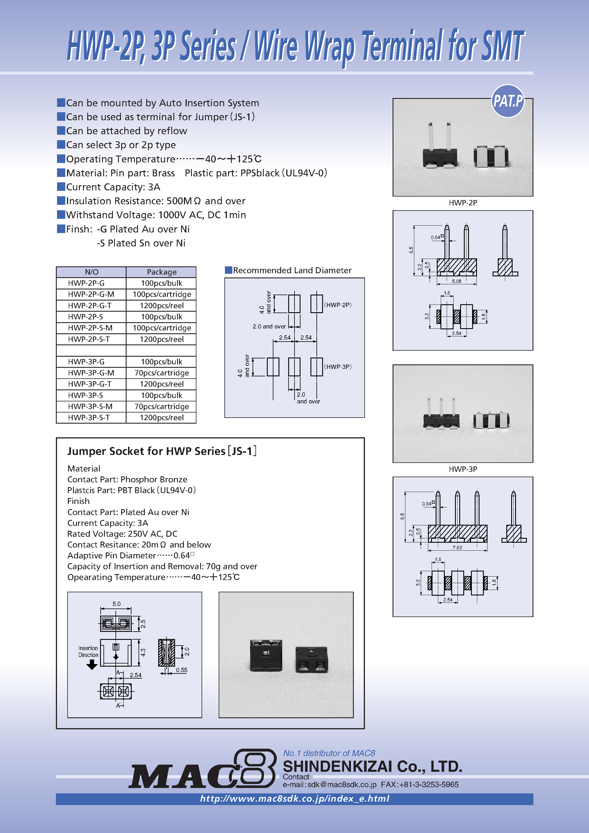 Datasheet HWP-2P-G-M page 1 Datasheet HWP-2P-G-M - Wire Wrap Terminal page 1