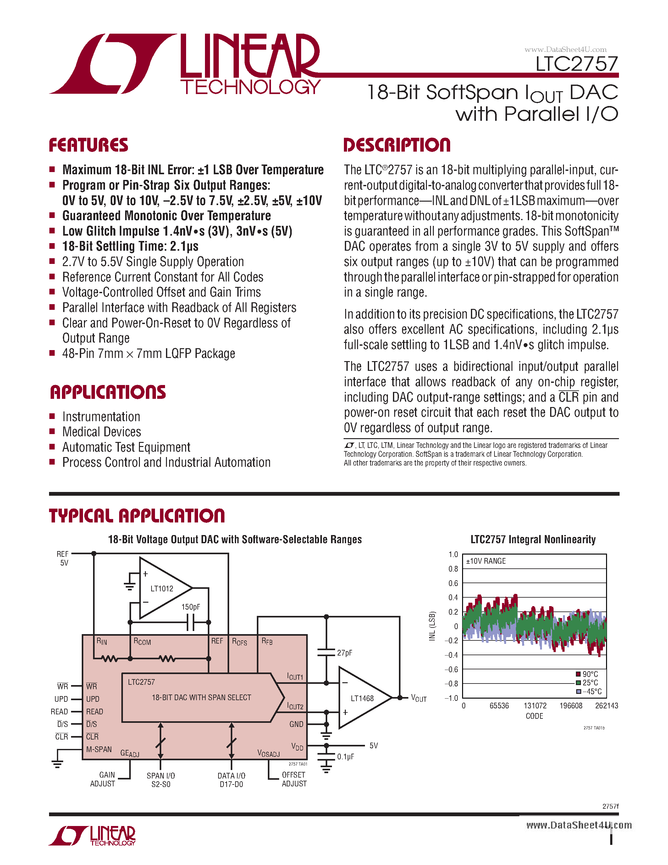 Datasheet LTC2757 - 18-Bit SoftSpan IOUT DAC page 1
