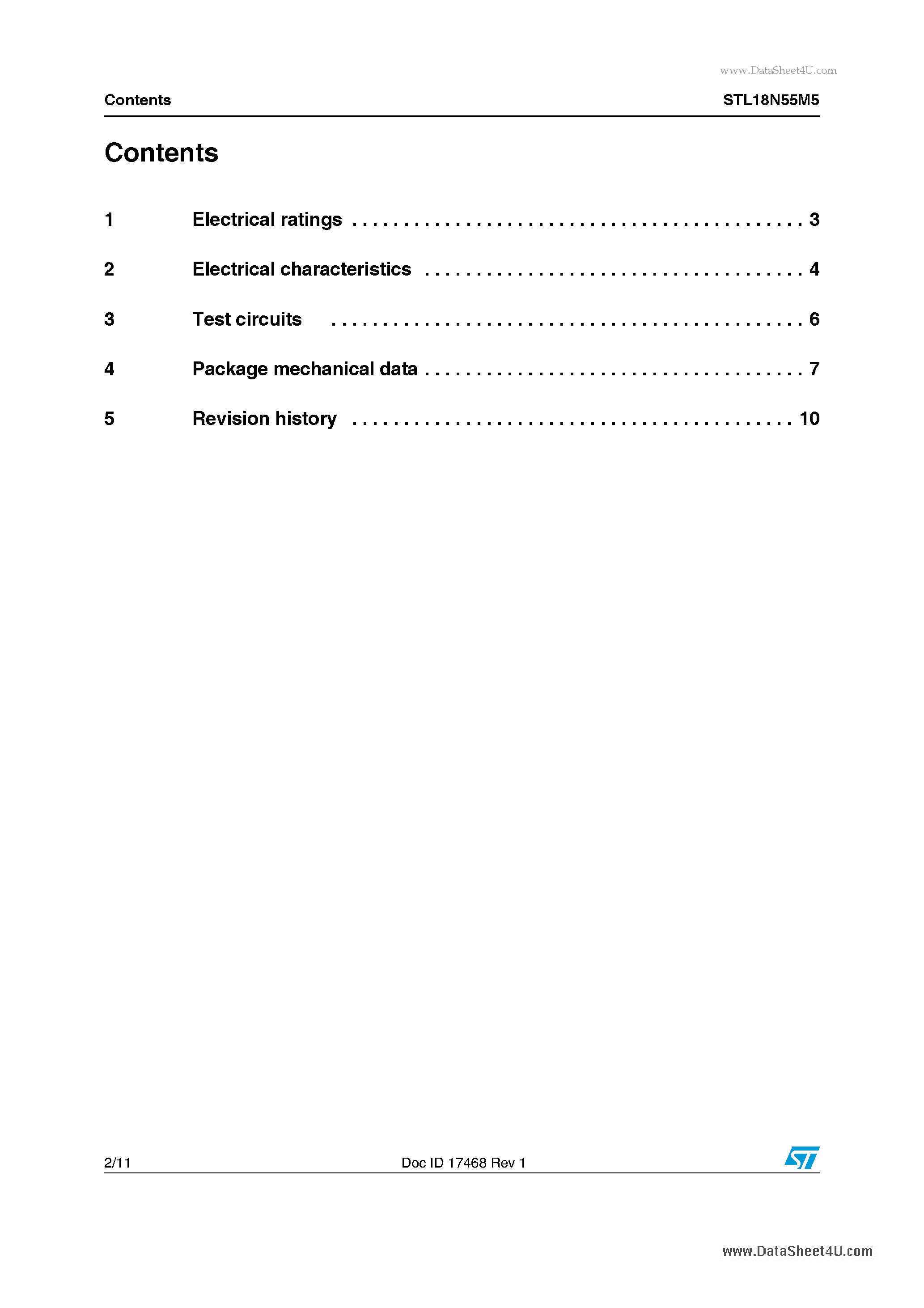 Даташит STL18N55M5 - 13 A PowerFLAT (8x8) HV ultra low gate charge MDmesh V Power MOSFET страница 2