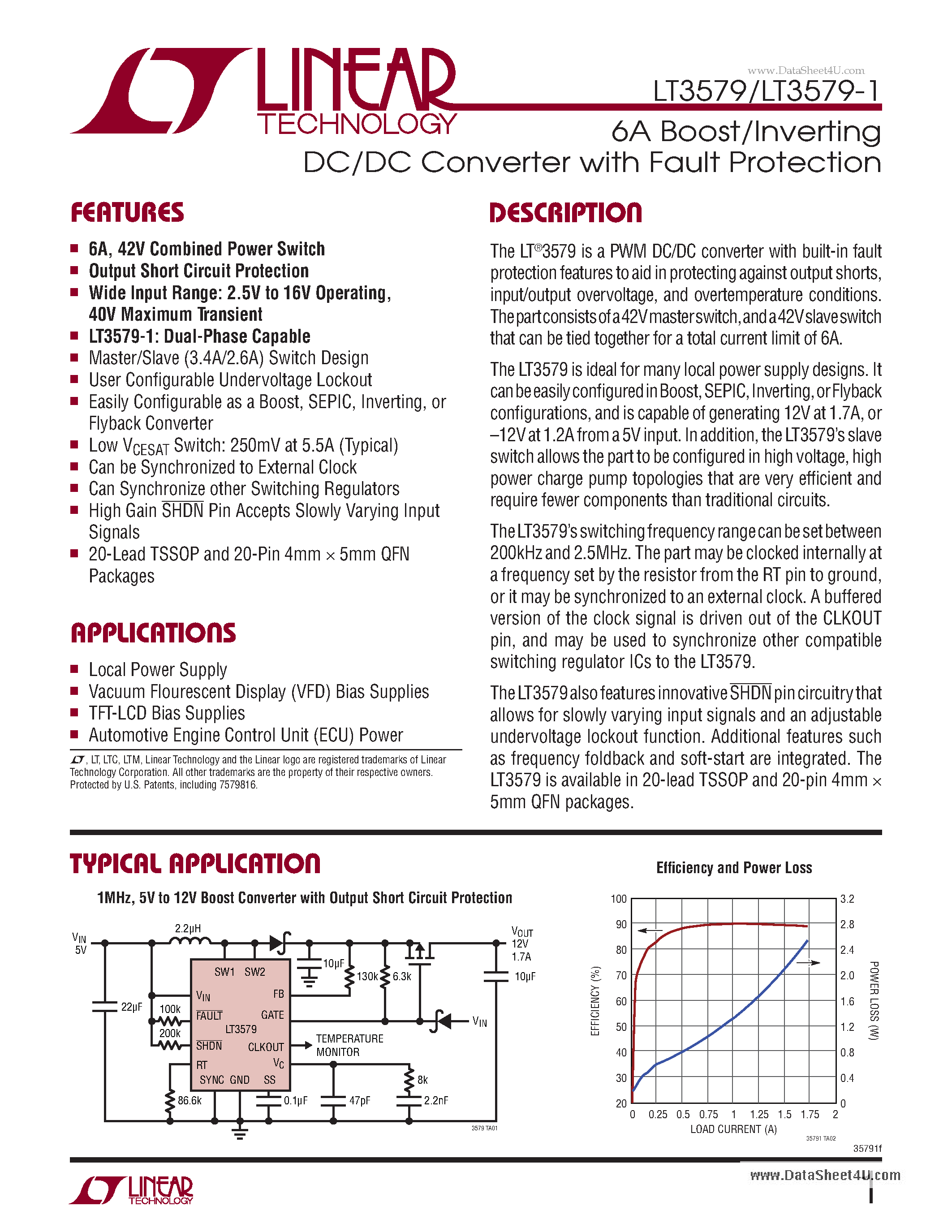 Даташит LT3579 - 6A Boost/Inverting DC/DC Converter страница 1