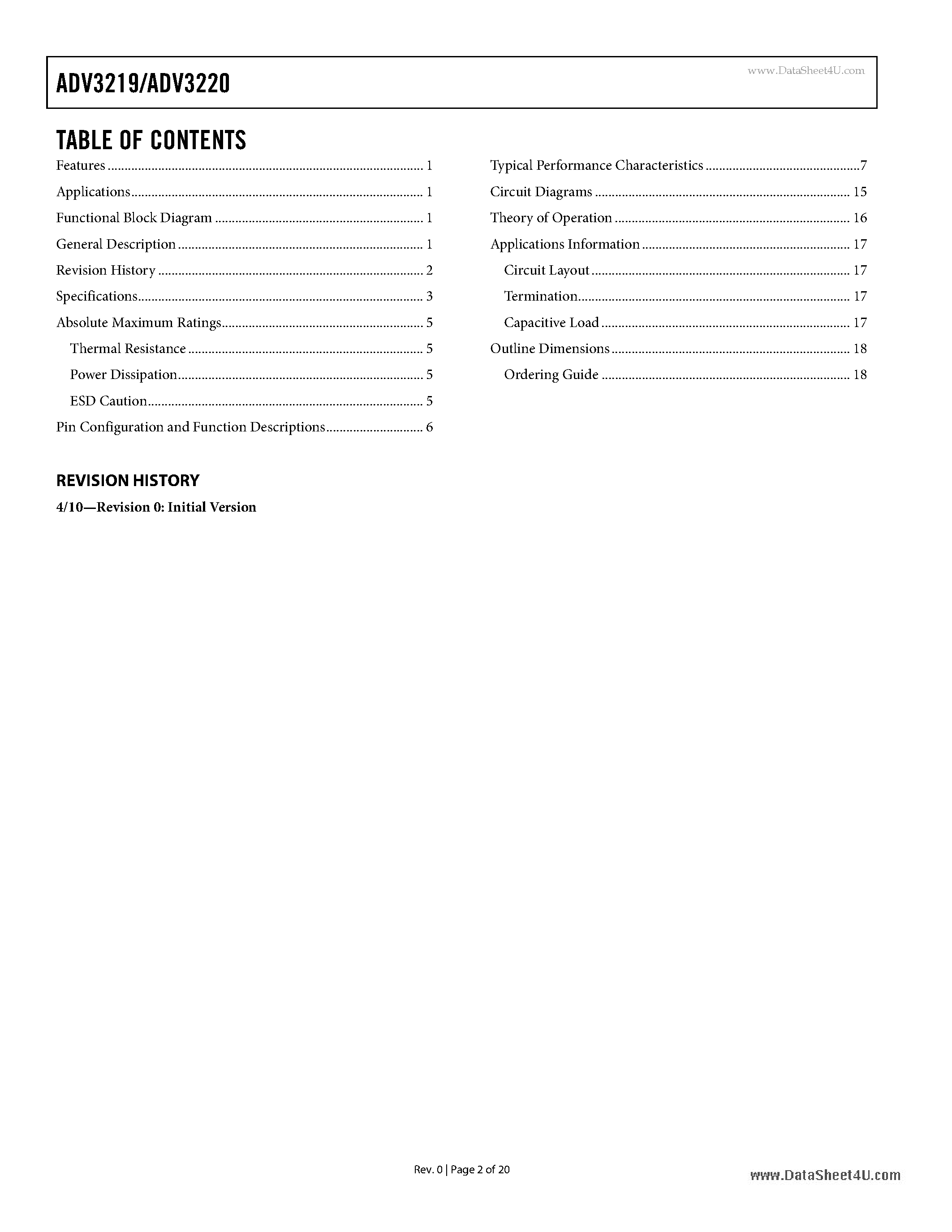 Даташит ADV3219 - 2:1 Analog Multiplexers страница 2