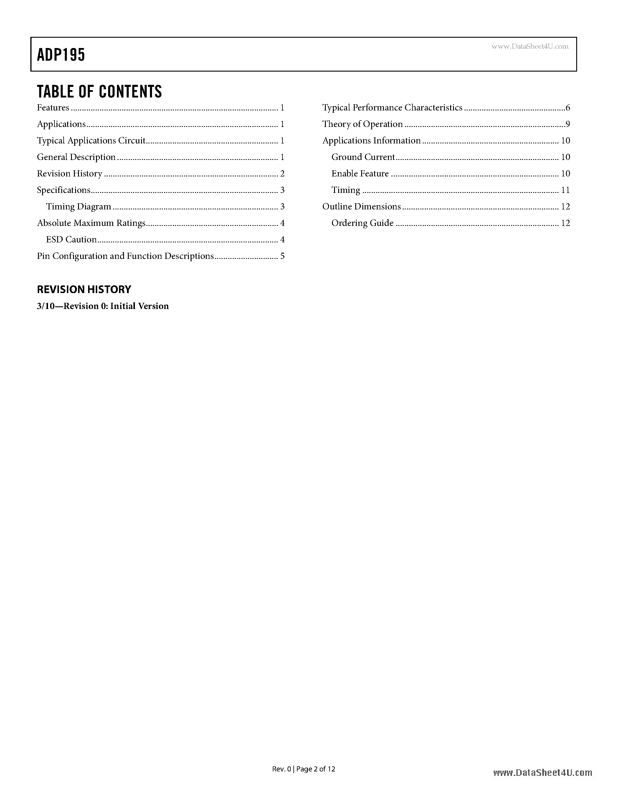 Datasheet ADP195 - High-Side Power Switch page 2