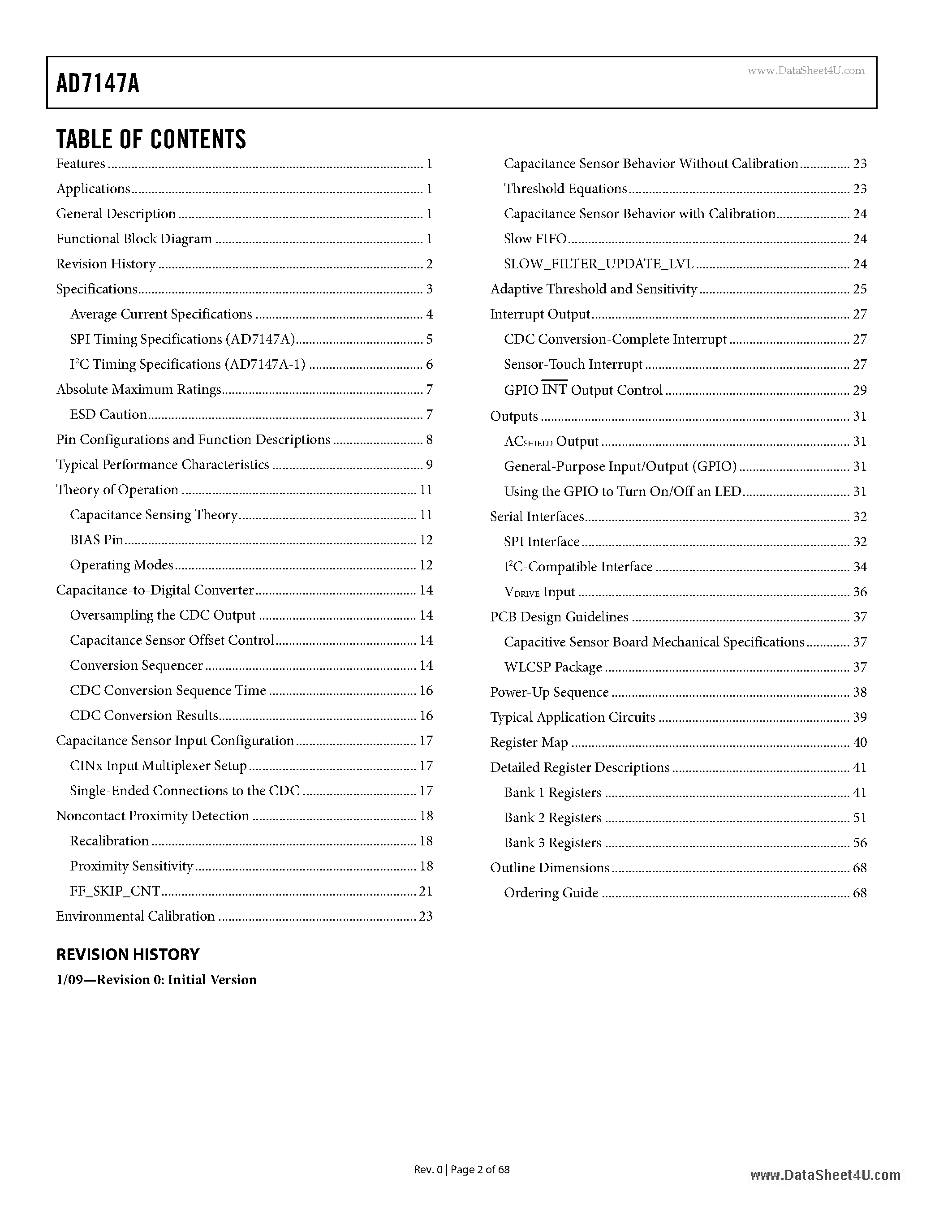 Даташит AD7147A - CapTouch Programmable Controller страница 2