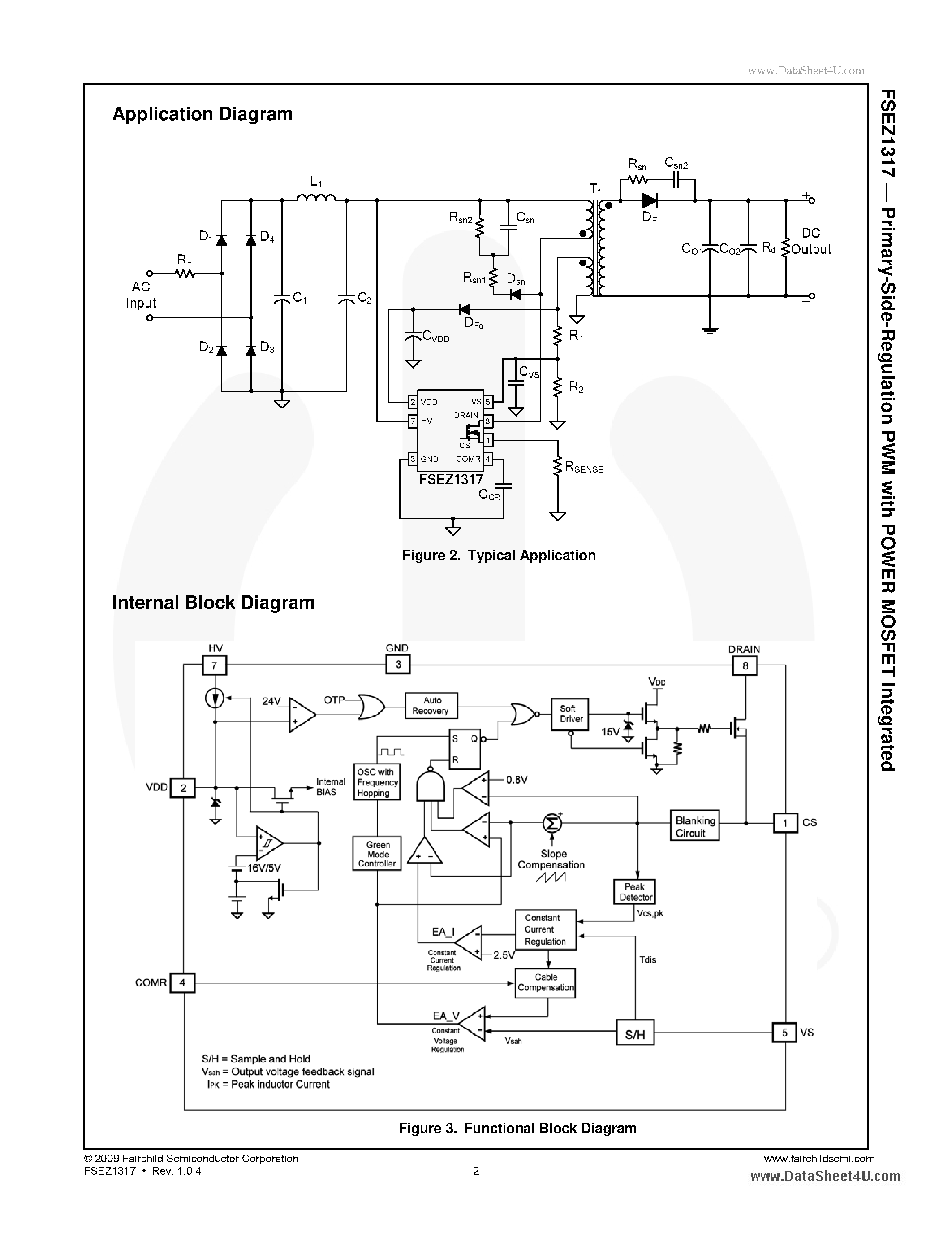 Даташит на микросхему FSEZ1317 страница 2 Даташит FSEZ1317 - (EZ-PSR for 2-Chip Product) Primary-Side-Regulation PWM страница 2