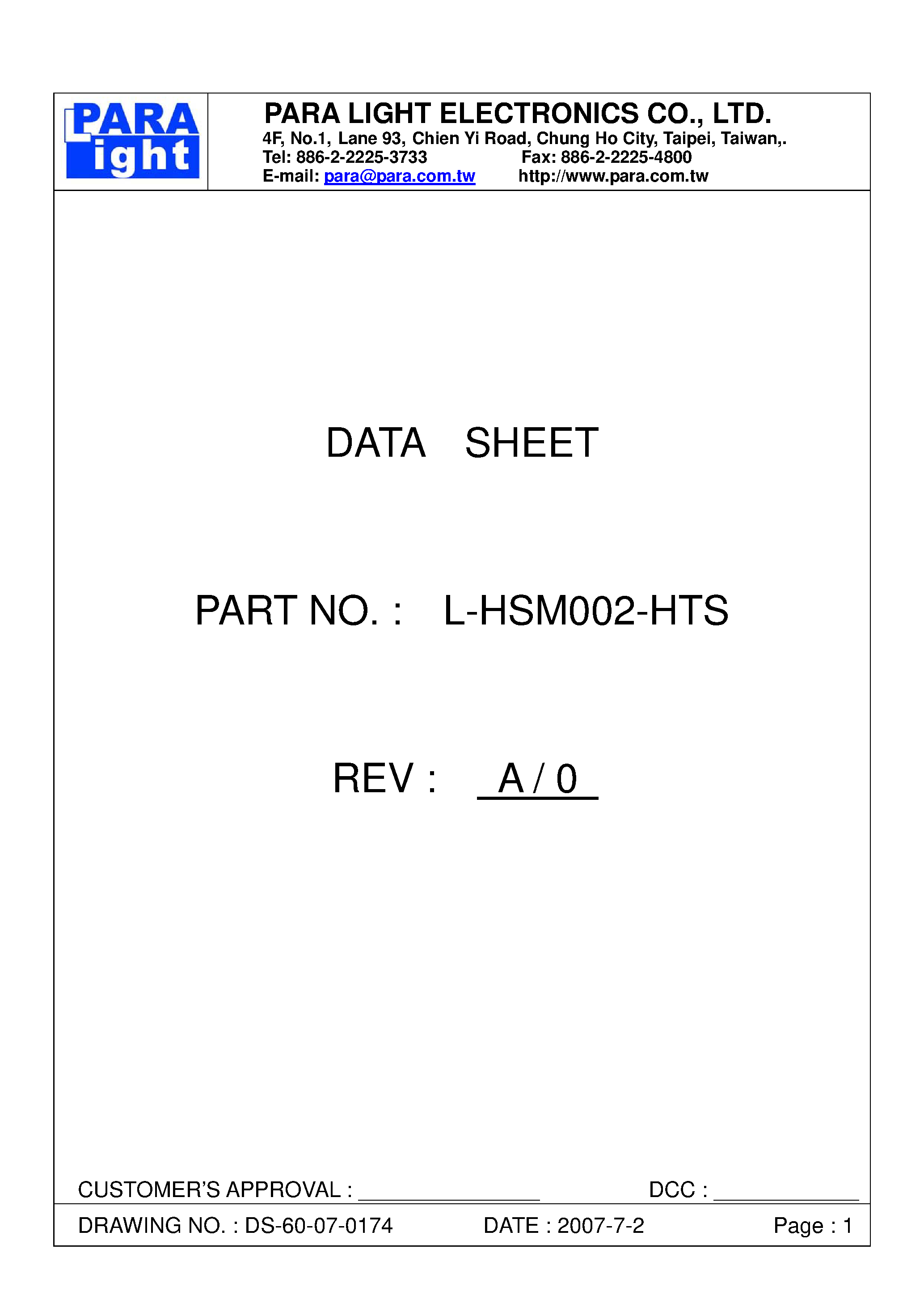 Даташит на микросхему L-HSM002-HTS страница 1 Даташит L-HSM002-HTS - 3.0mm LED LAMP страница 1