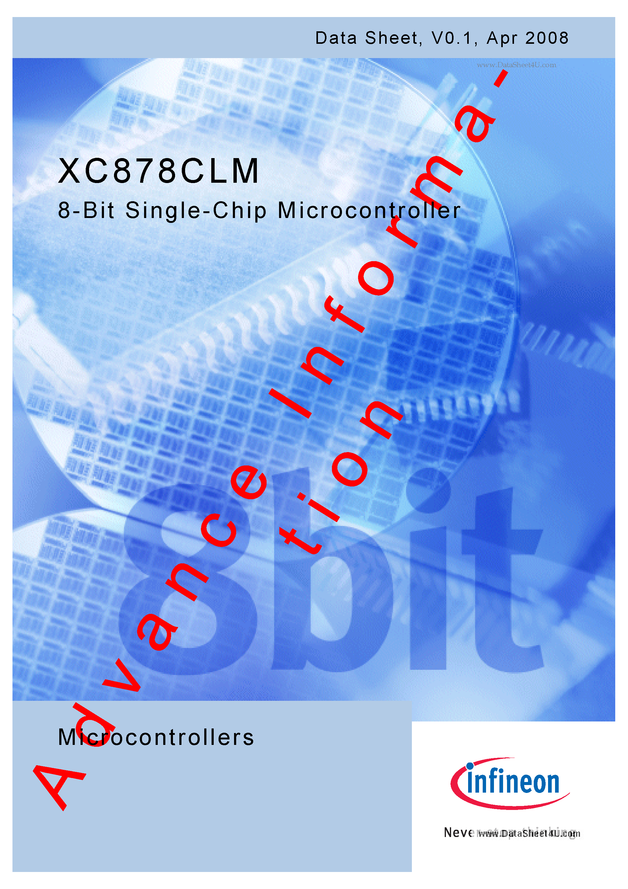 Даташит на микросхему XC878CLM страница 1 Даташит XC878CLM - 8-Bit Single-Chip Microcontroller страница 1