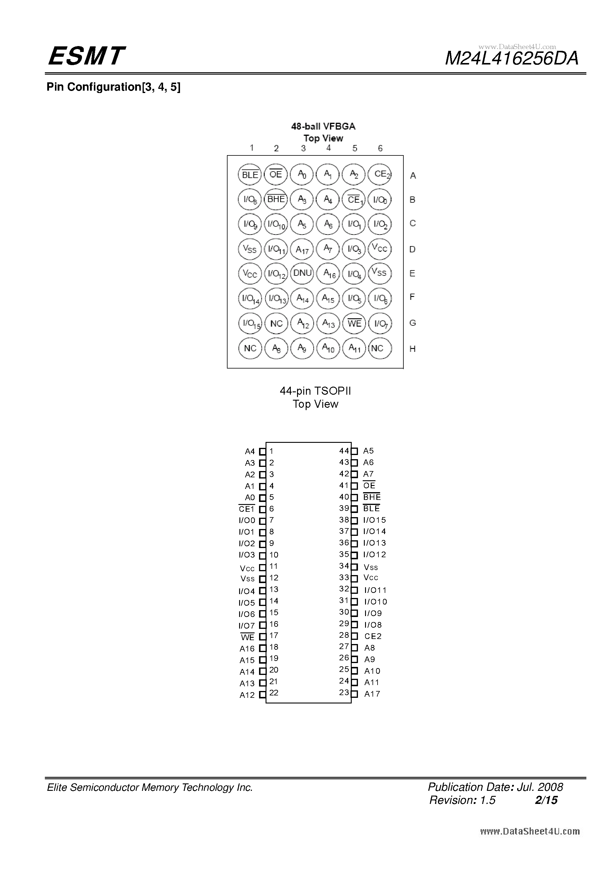 Datasheet M24L416256DA - 4-Mbit (256K x 16) Pseudo Static RAM page 2