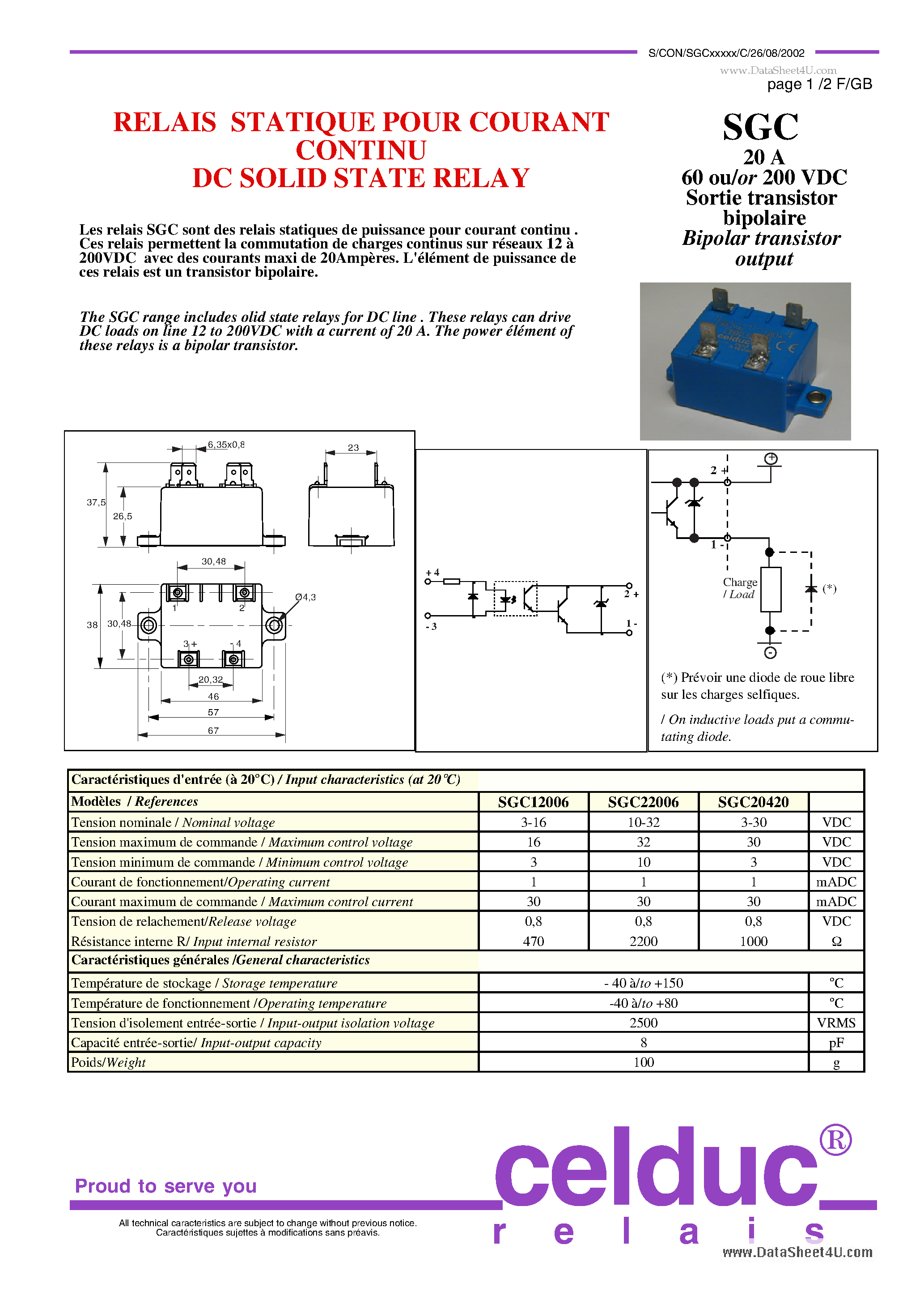 Datasheet SGC page 1 Datasheet SGC - DC SOLID STATE RELAY page 1