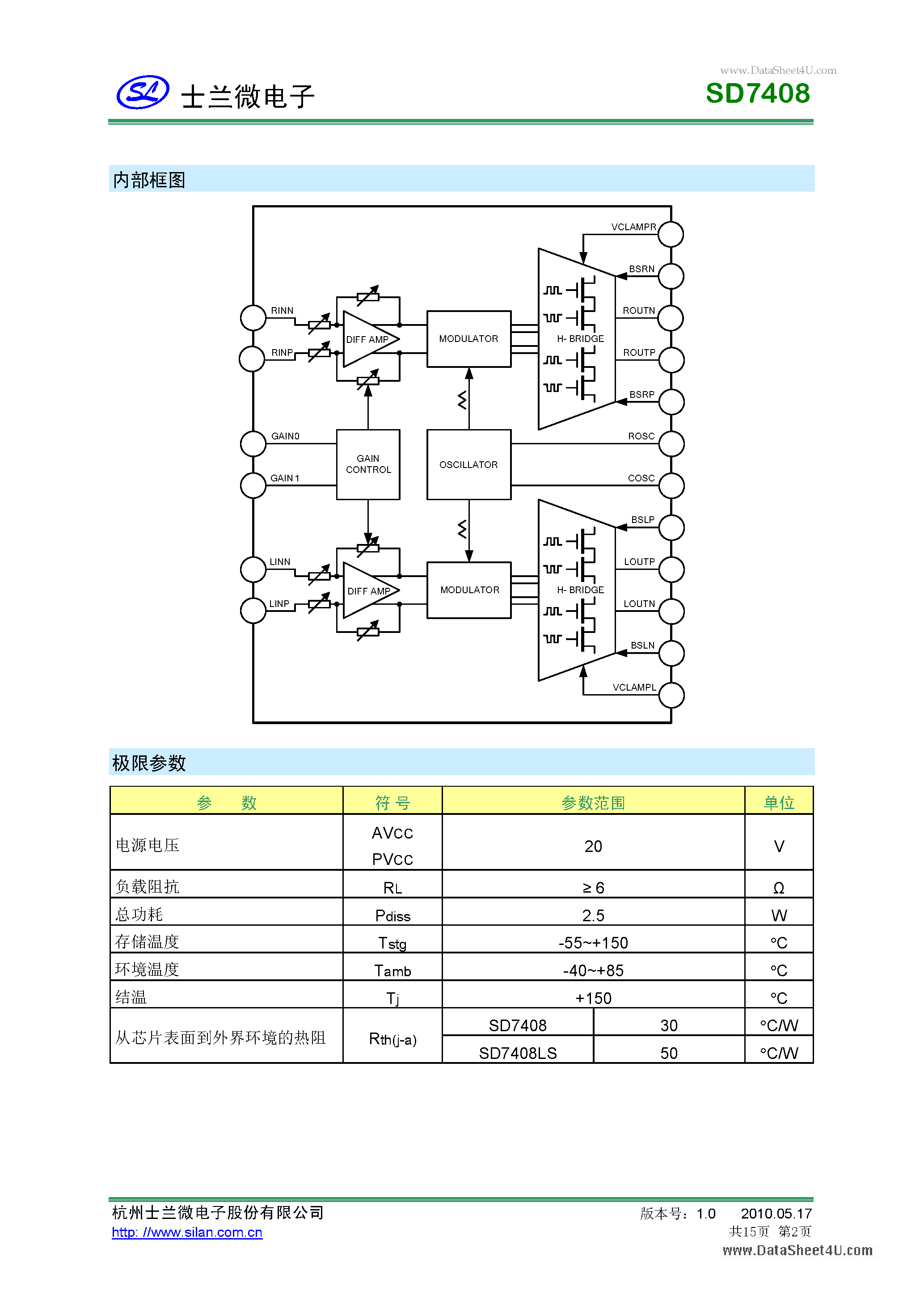 Datasheet SD7408 - 2 X 10W TONE RINGER page 2