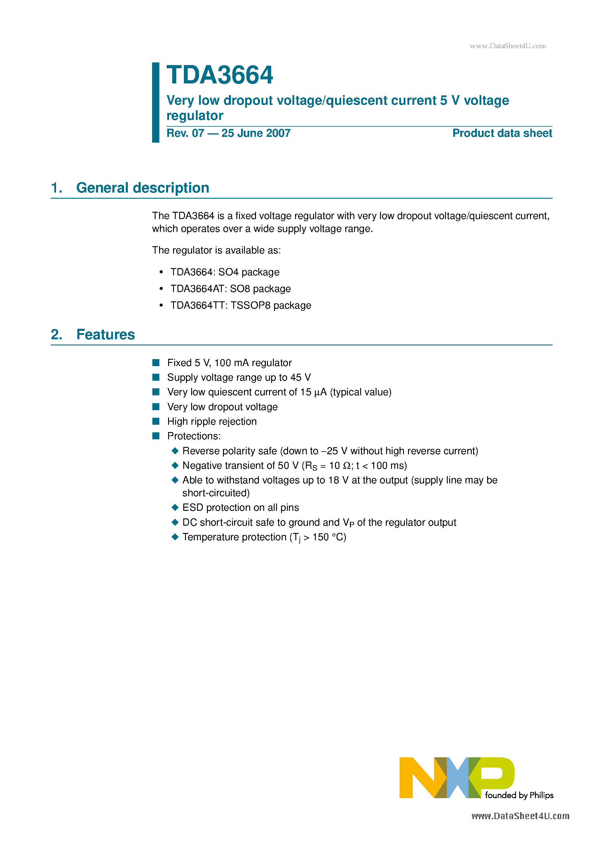 Datasheet A3664AT page 1 Datasheet A3664AT - Search -----> TDA3664AT page 1