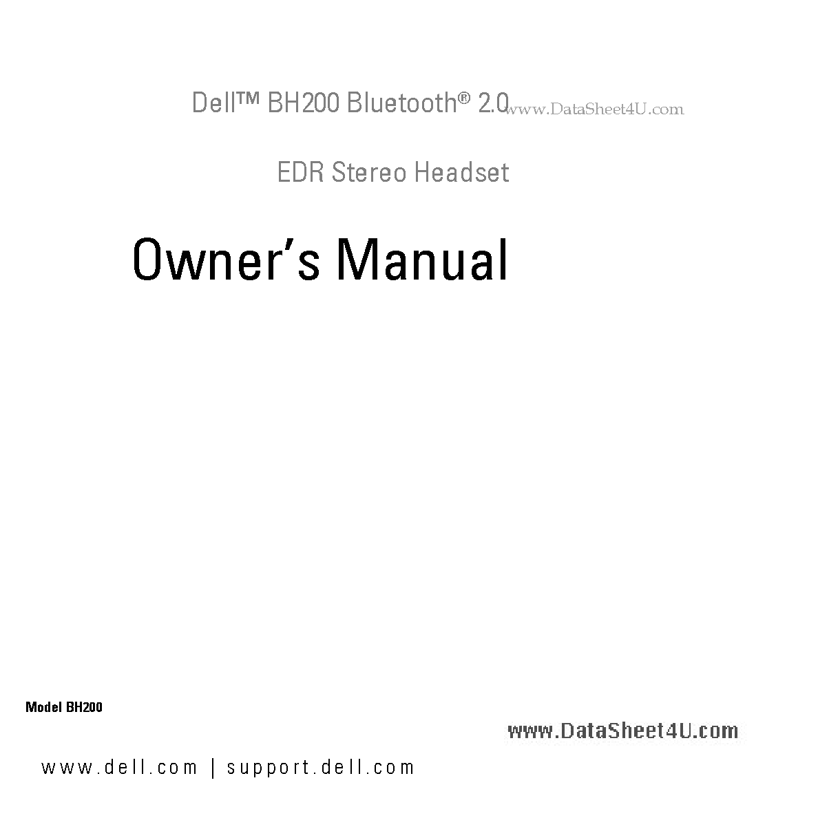 Даташит BH200 - EDR Stereo Headset страница 1