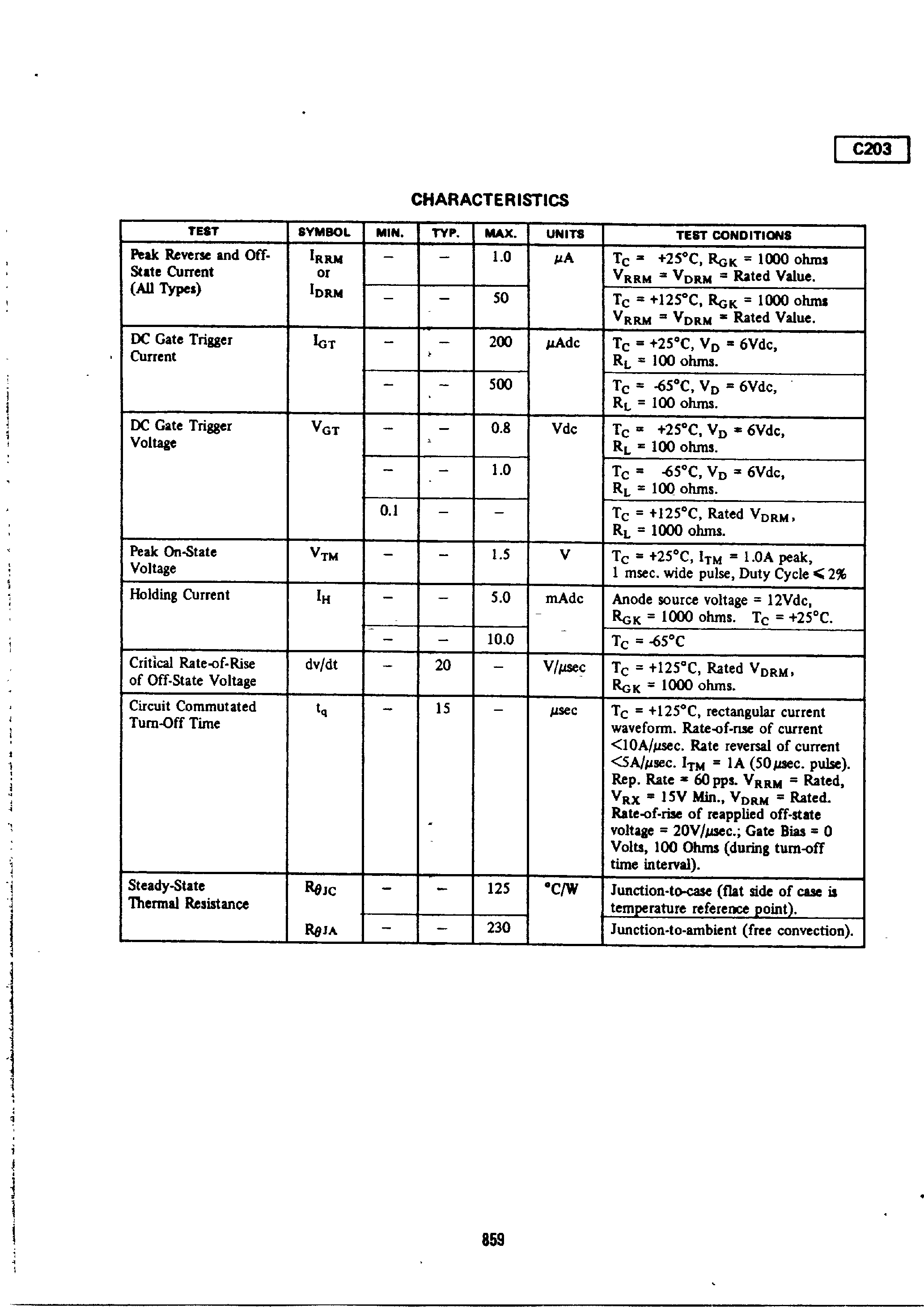 Datasheet C203A - Silicon Controlled Rectifier page 2