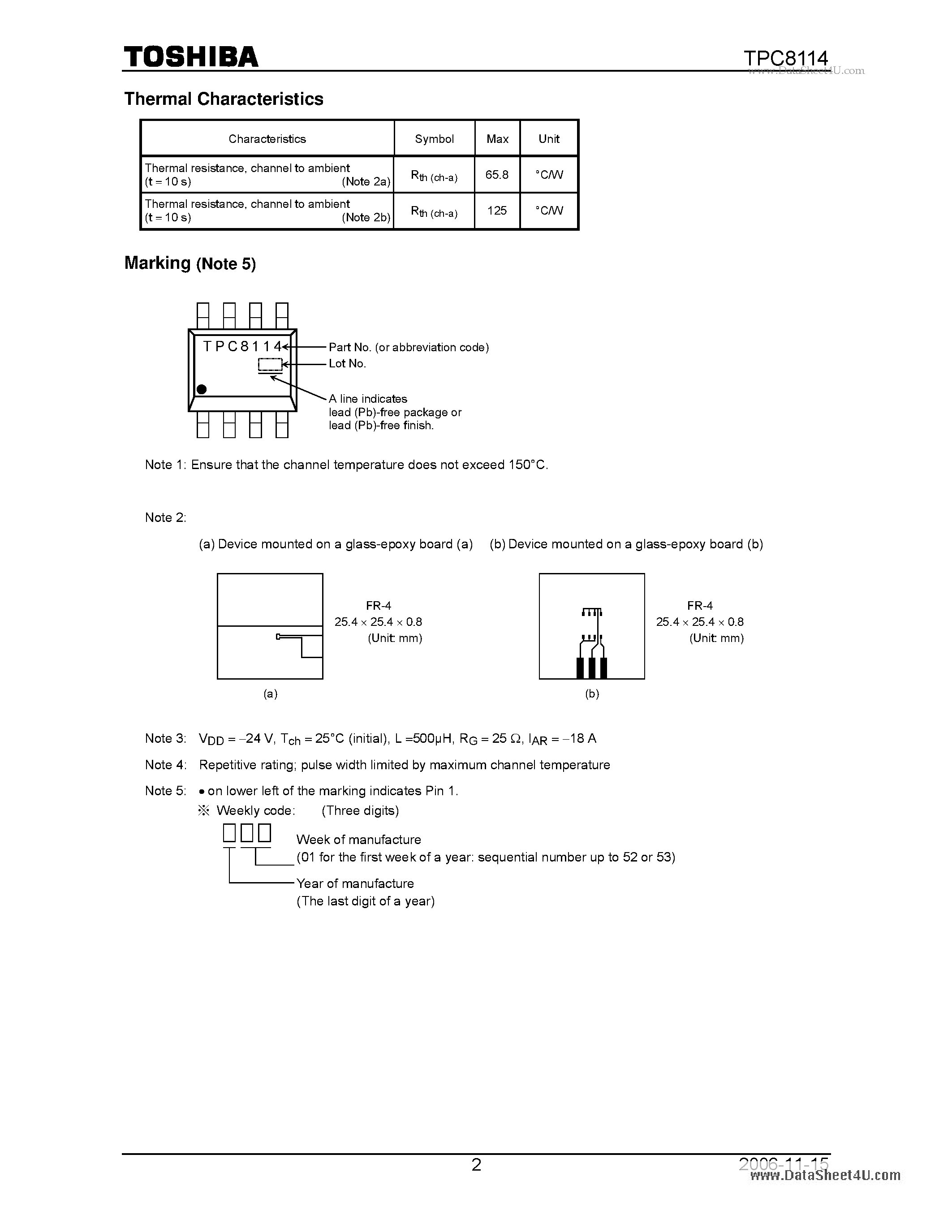 Datasheet TPC8114 page 2 Datasheet TPC8114 - Lithium Ion Battery Applications page 2