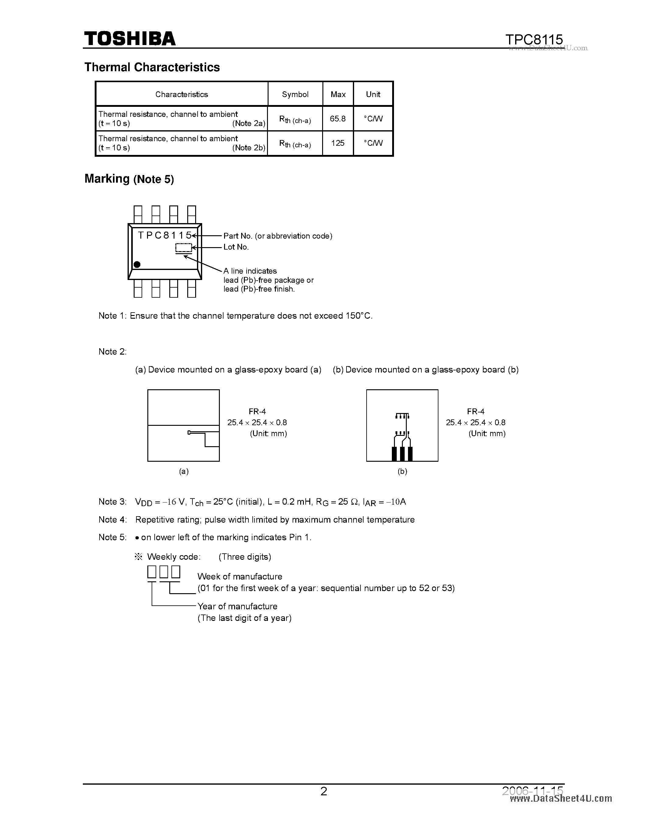 Datasheet TPC8115 page 2 Datasheet TPC8115 - Lithium Ion Battery Applications page 2