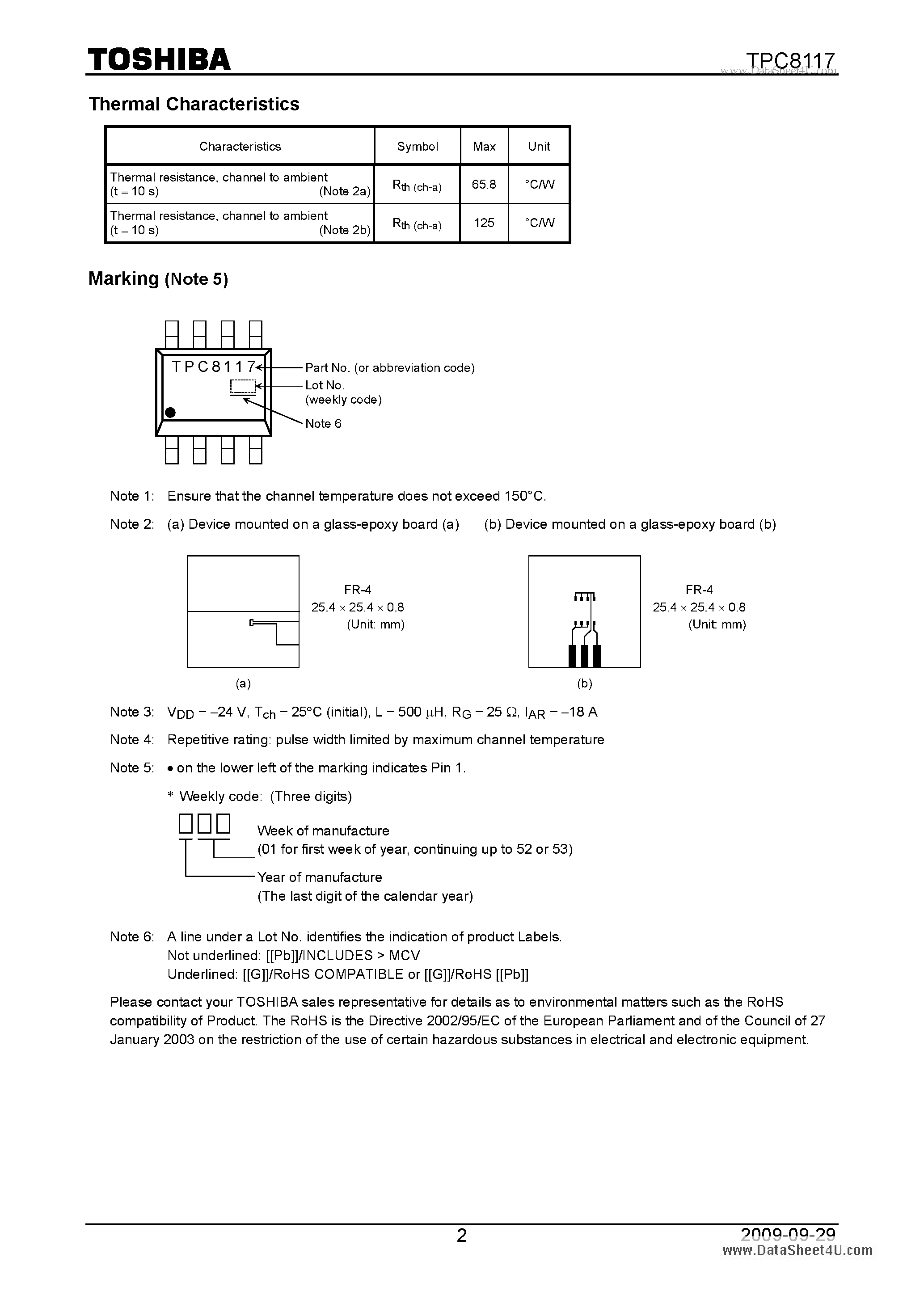 Datasheet TPC8117 page 2 Datasheet TPC8117 - Lithium Ion Battery Applications page 2