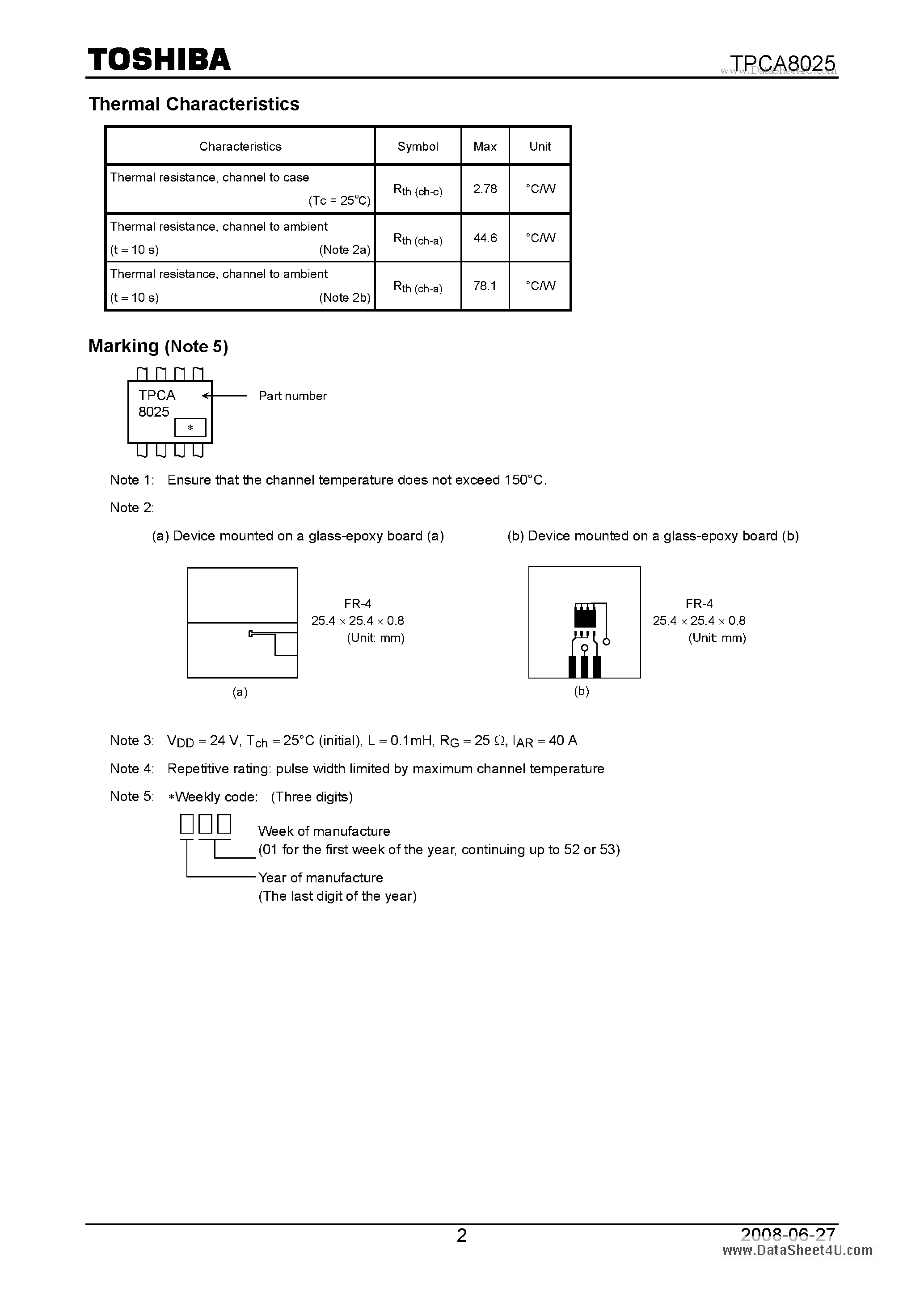 Datasheet TPCA8025 - Lithium-Ion Battery Applications page 2