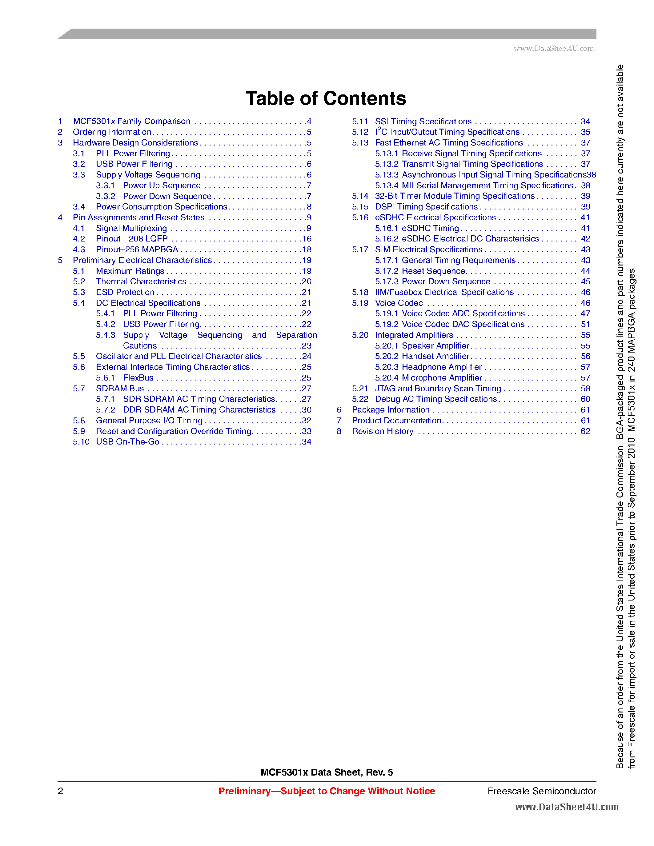 Datasheet MCF53017 - Version 3 ColdFire core page 2
