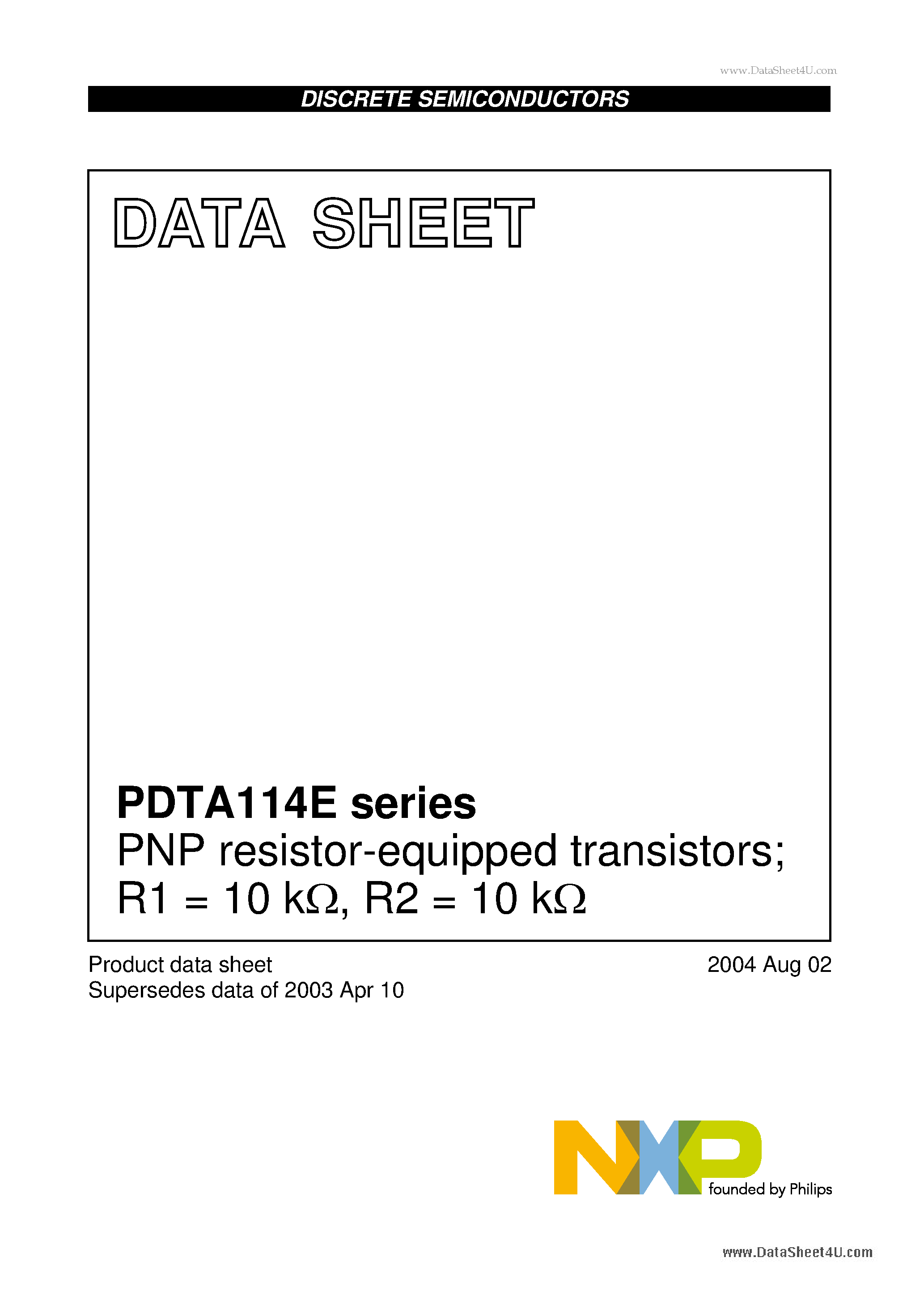 Datasheet PDTA114E - PNP resistor-equipped transistors page 1