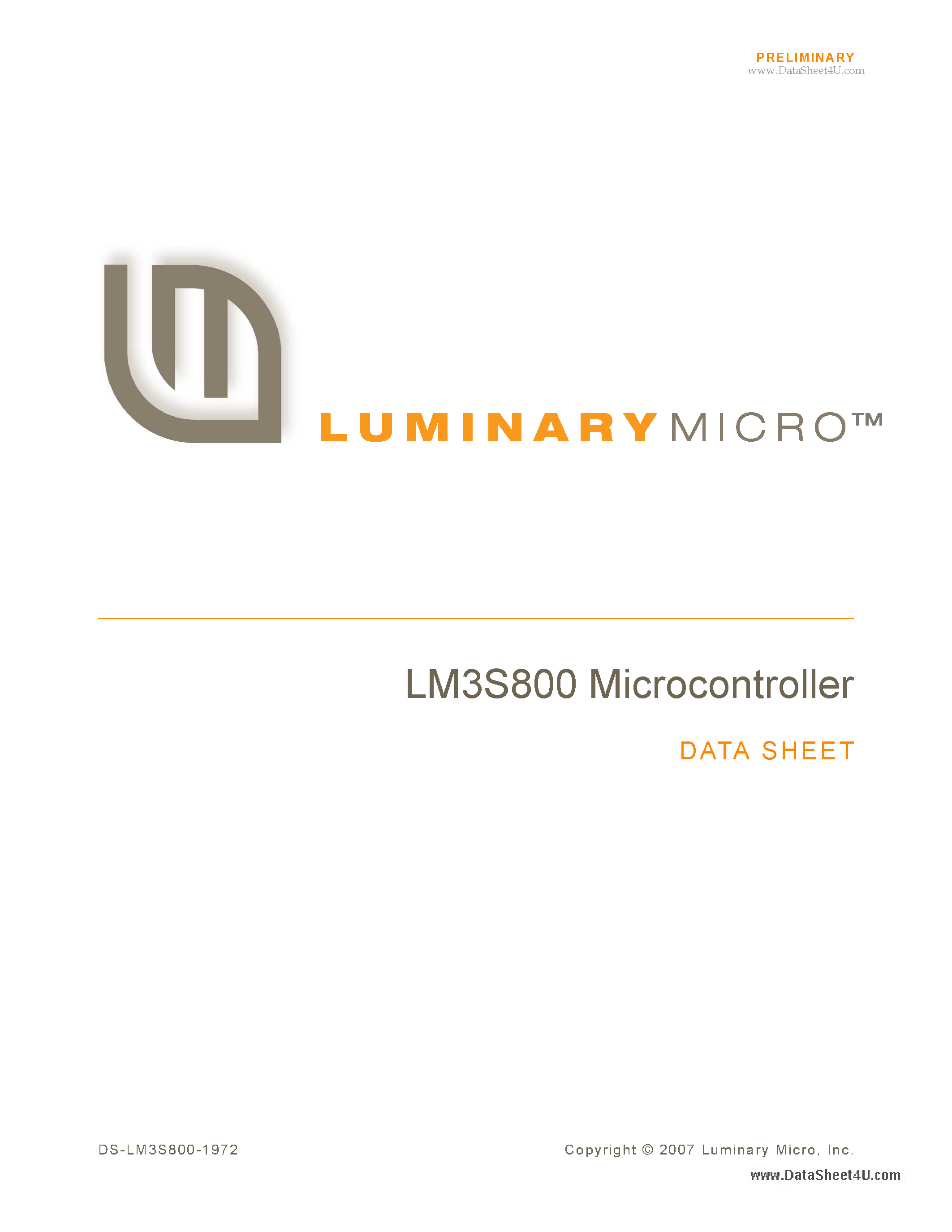 Даташит на микросхему LM3S800 страница 1 Даташит LM3S800 - Microcontroller страница 1