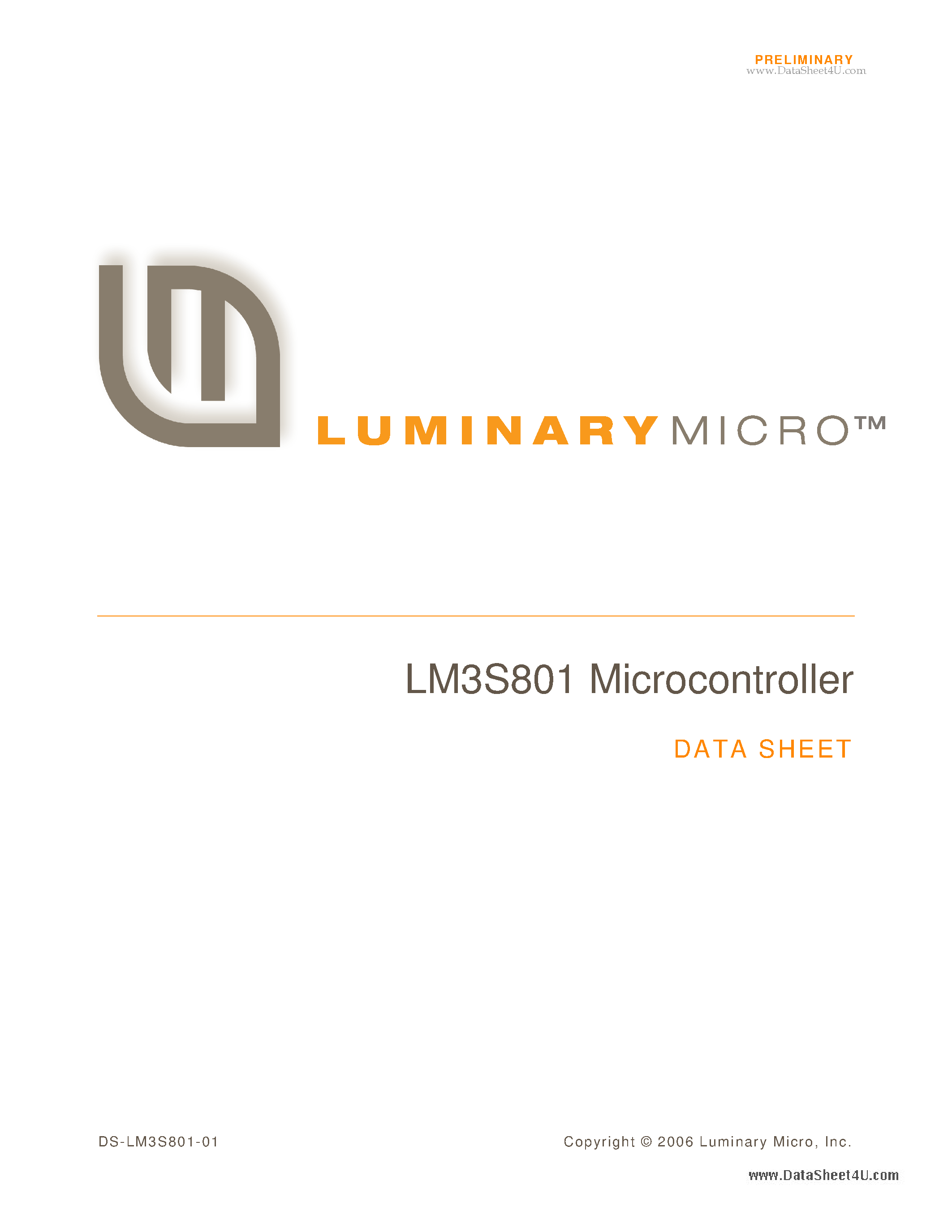 Datasheet LM3S801 - Microcontroller page 1