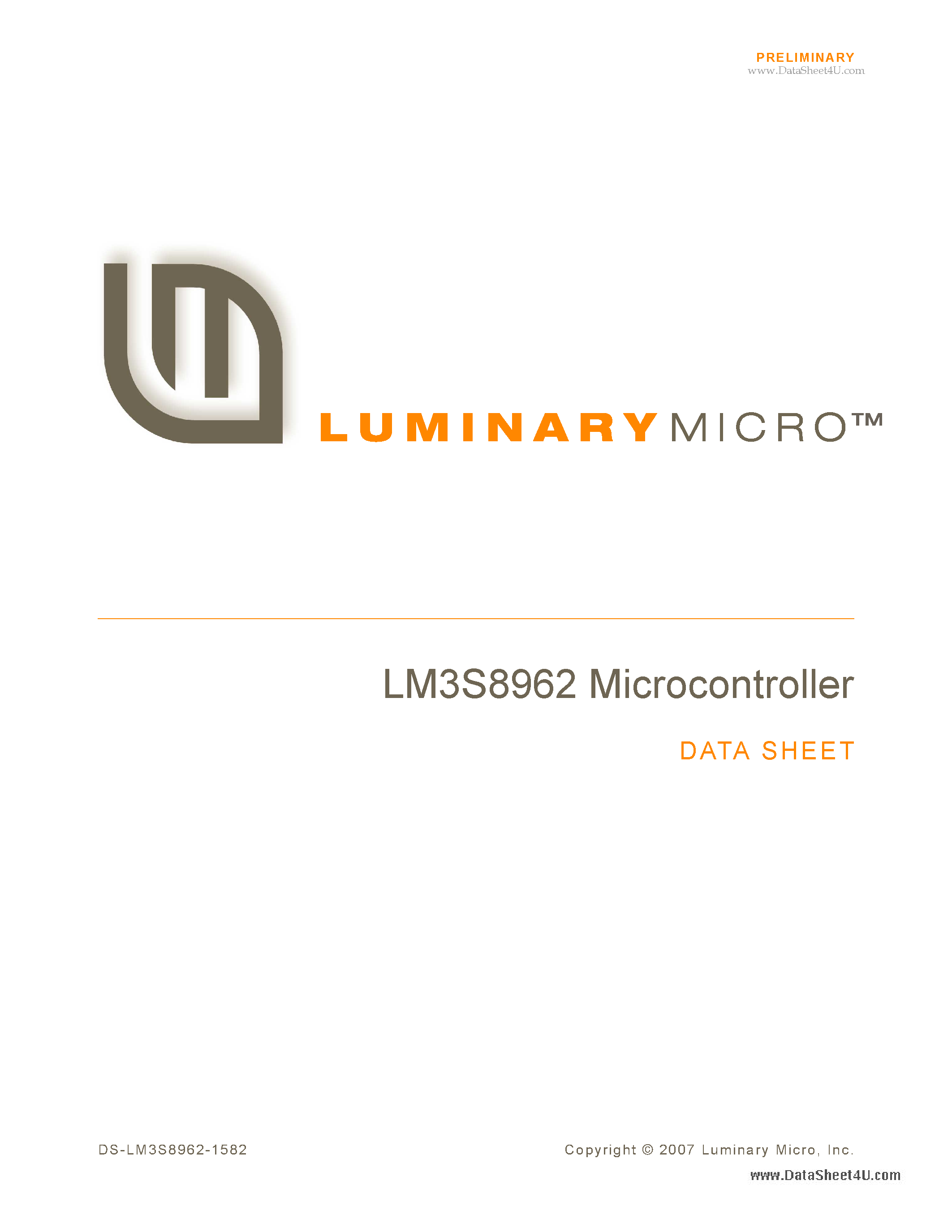 Даташит LM3S8962 - Microcontroller страница 1