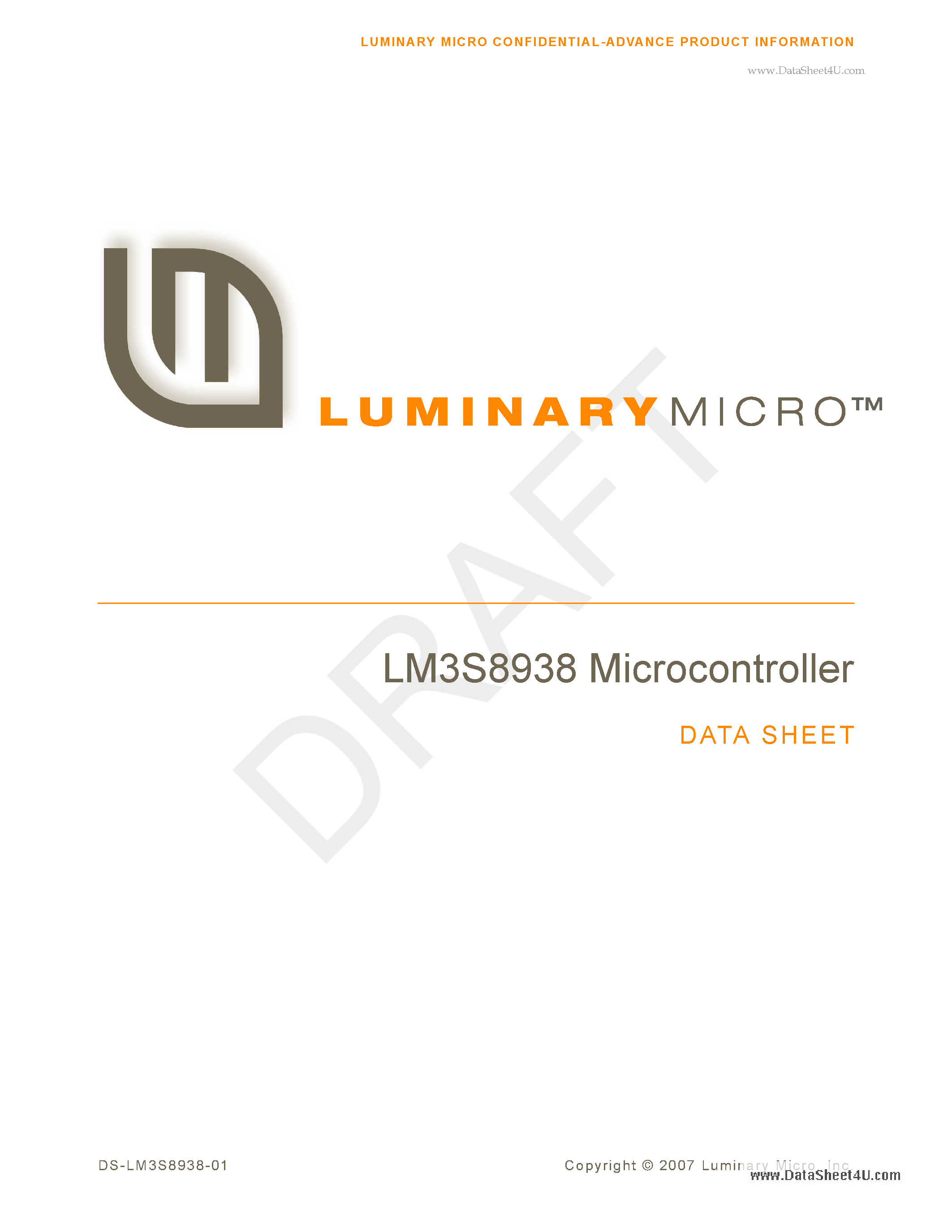 Даташит LM3S8938 - Microcontroller страница 1