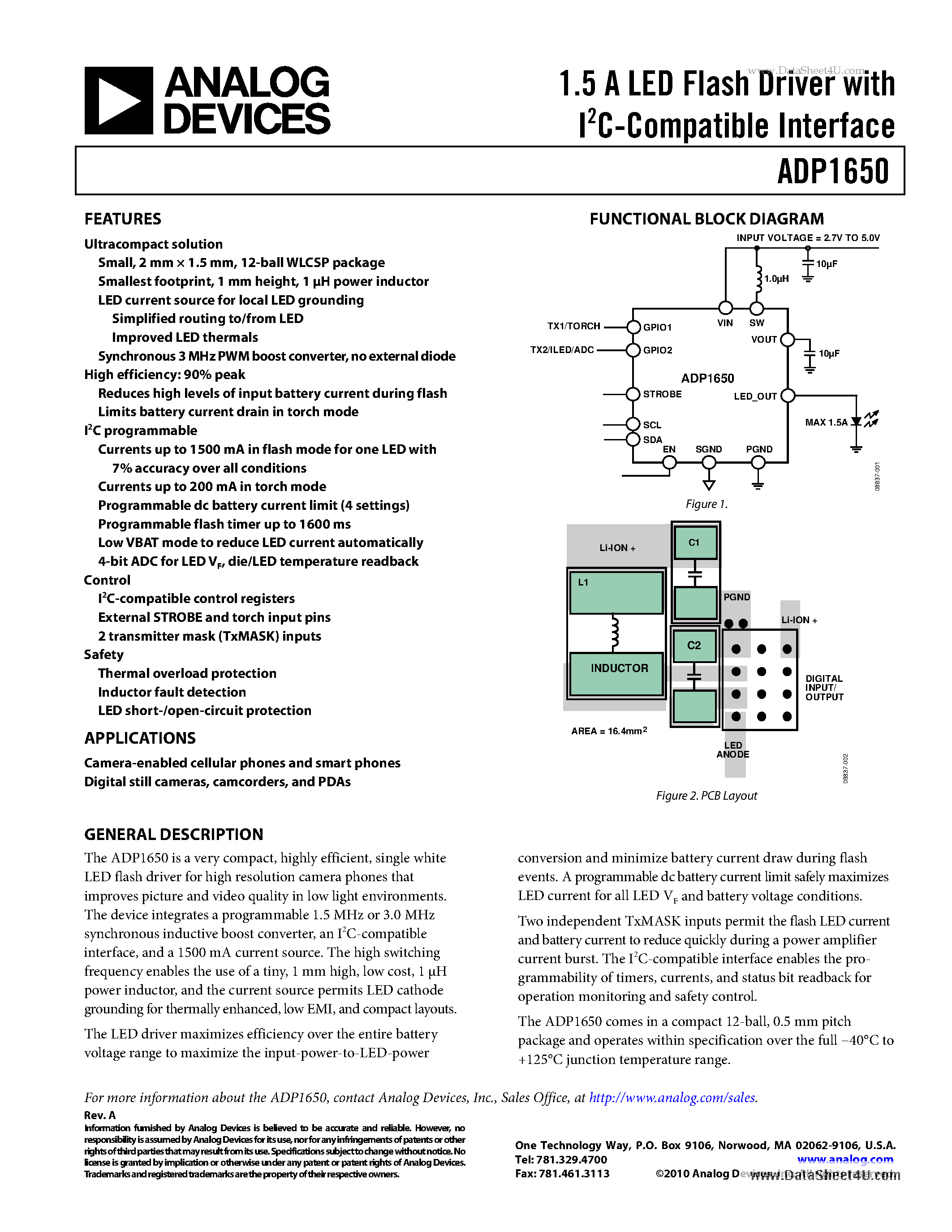 Datasheet ADP1650 - 1.5 A LED Fiash Driver page 1