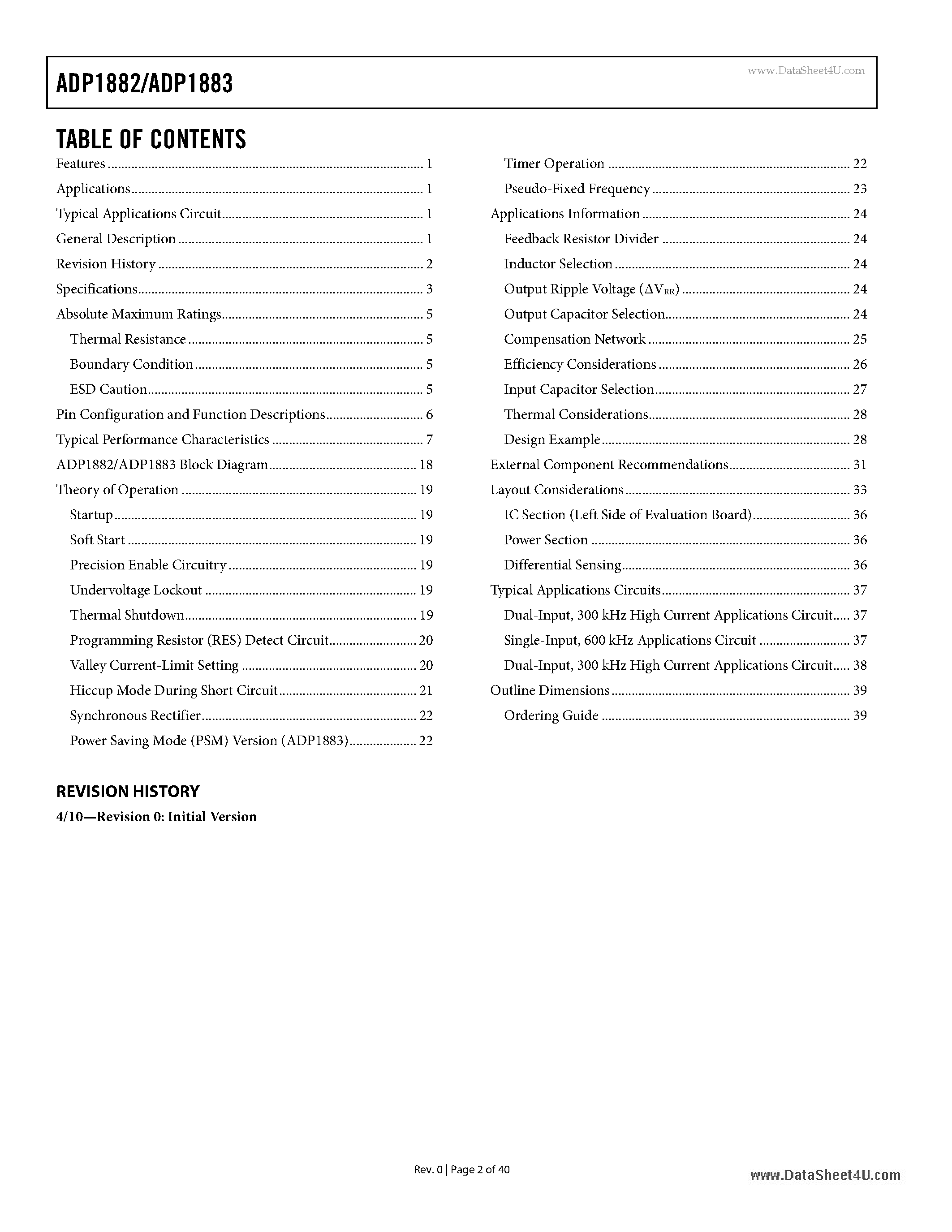 Datasheet ADP1882 - Synchronous Current-Mode page 2