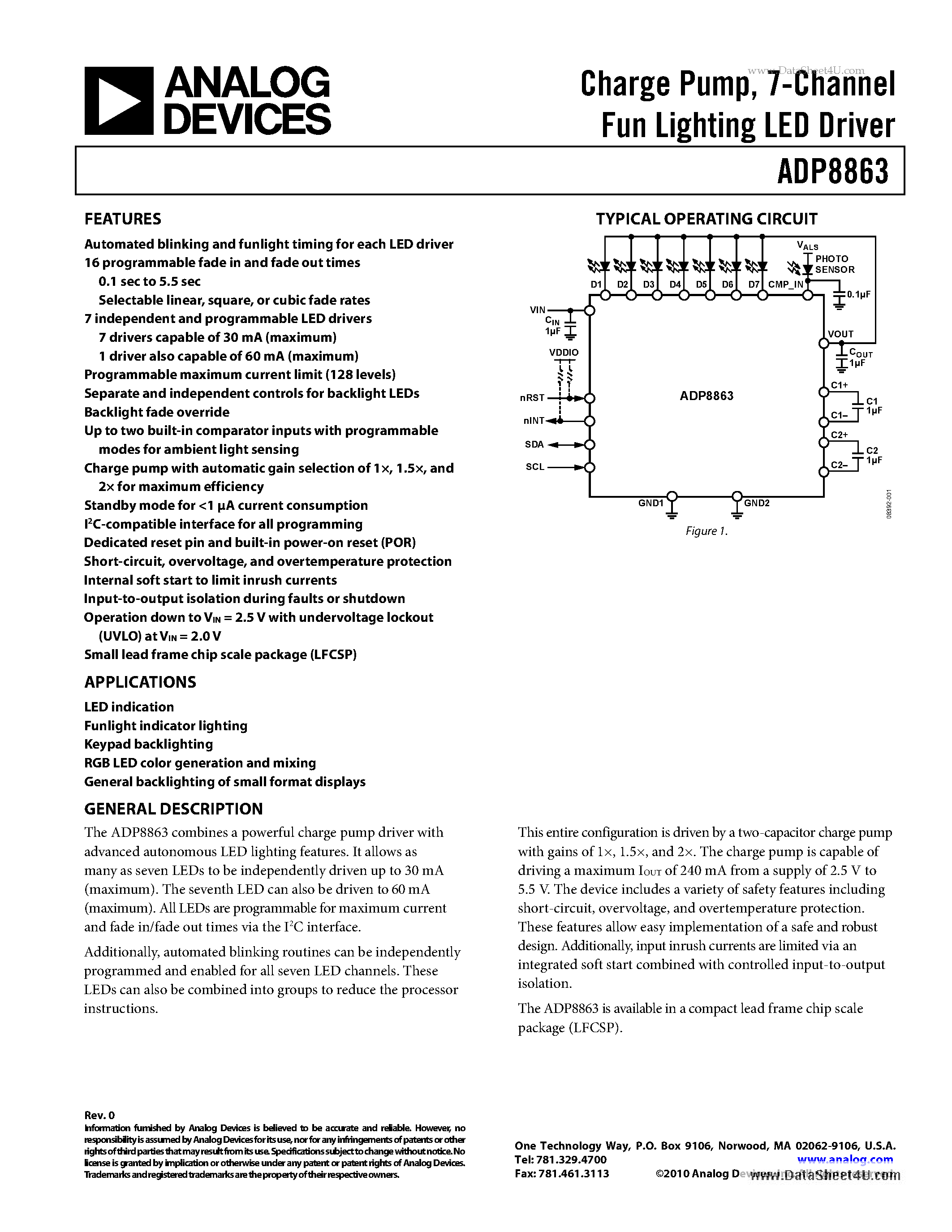 Даташит ADP8863 - 7-Channel Fun Lighting LED Driver страница 1
