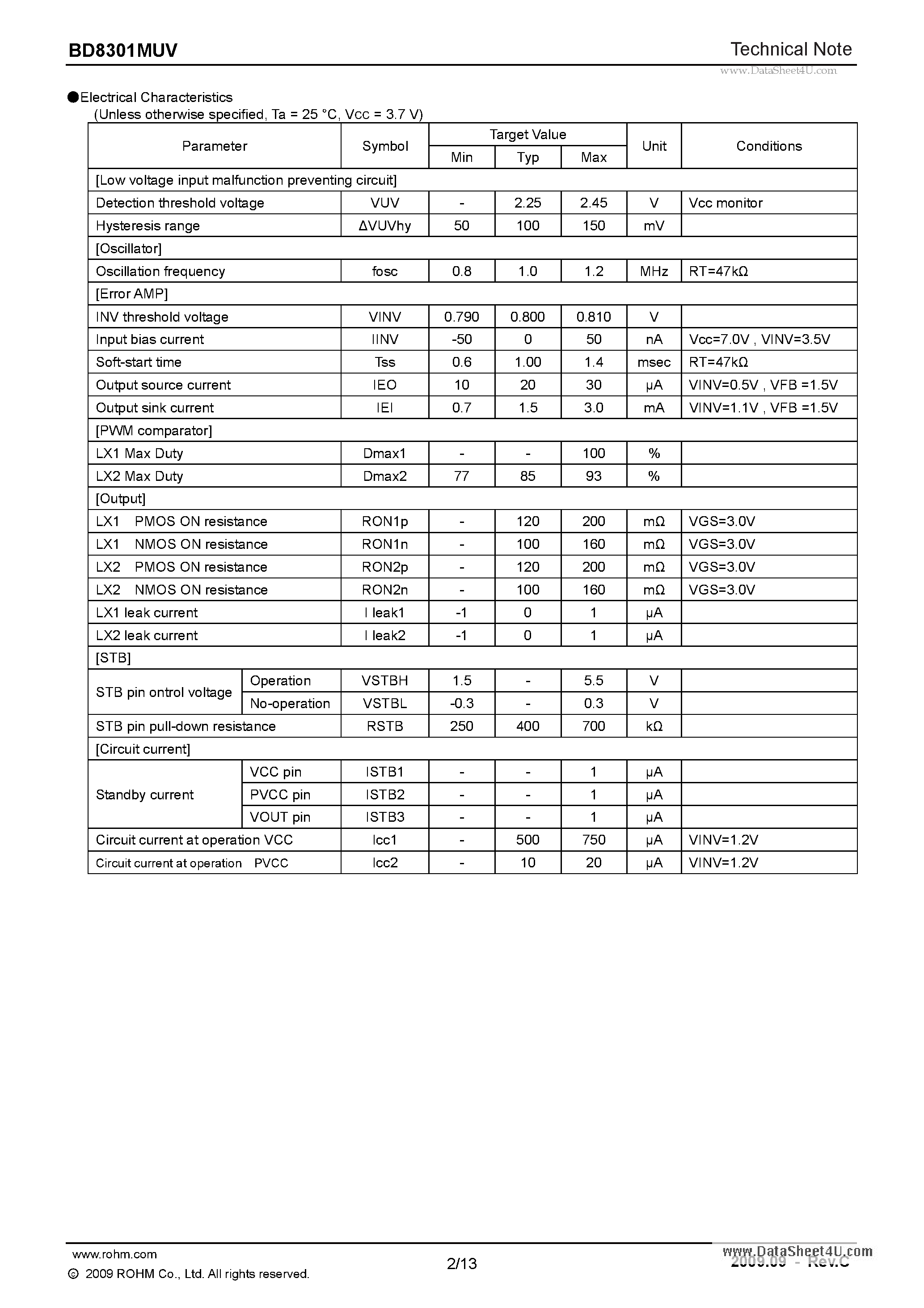 Даташит на микросхему BD8301MUV страница 2 Даташит BD8301MUV - High-effciency Step-up/down Switching Regulator страница 2