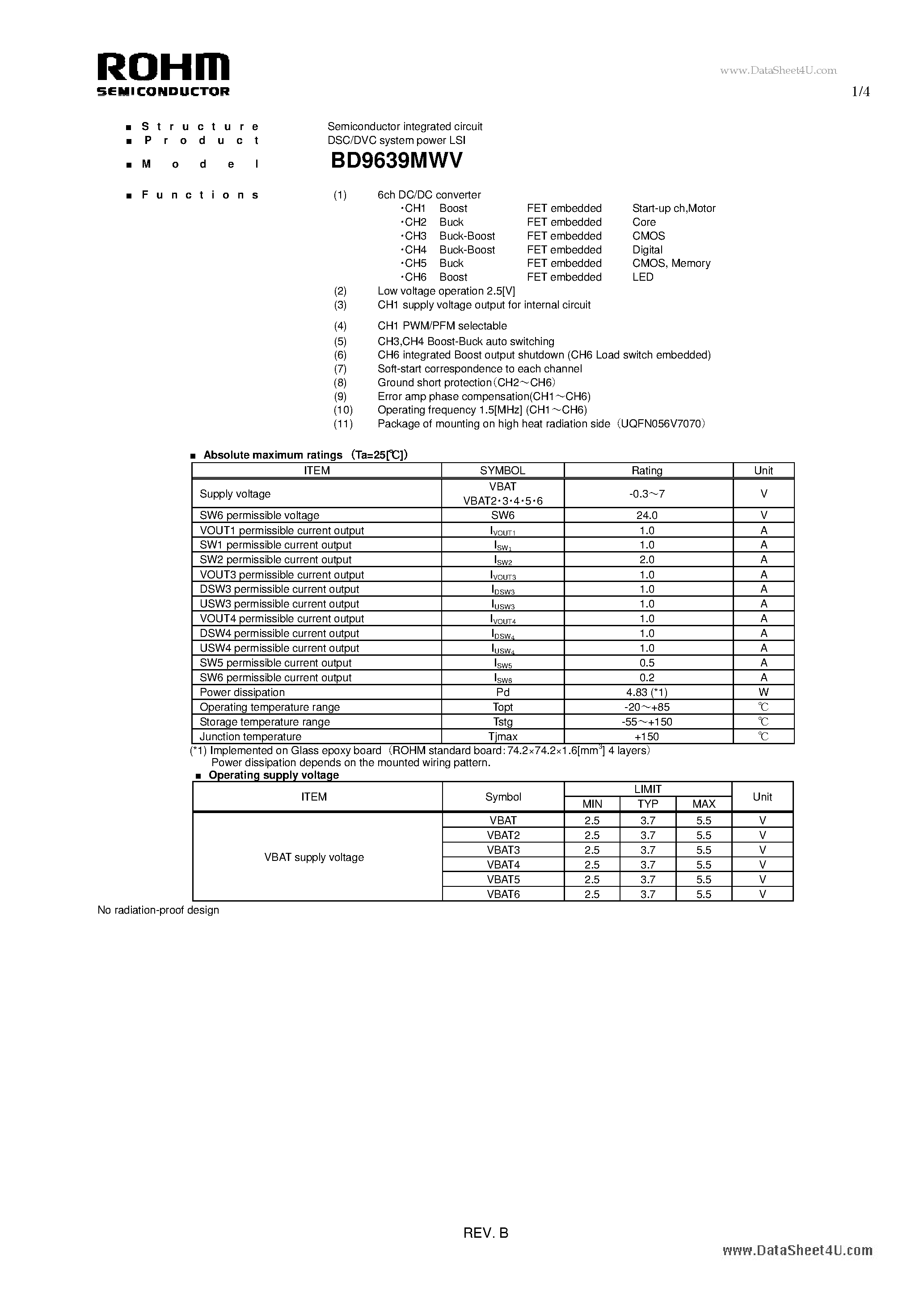 Даташит BD9639MWV - Semiconductor integrated circuit страница 1