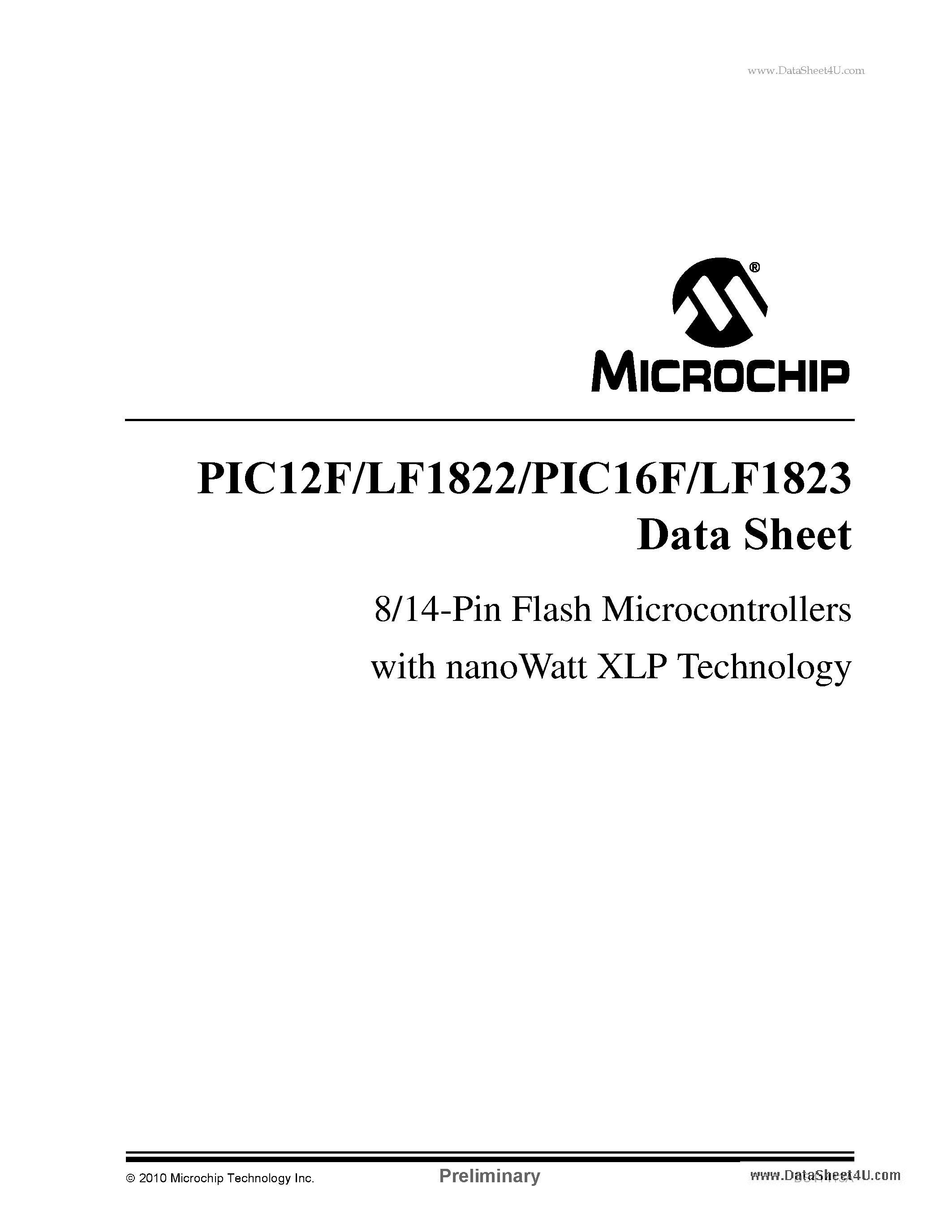 Даташит PIC12F1822 - 8/14-Pin Flash Microcontrollers страница 1