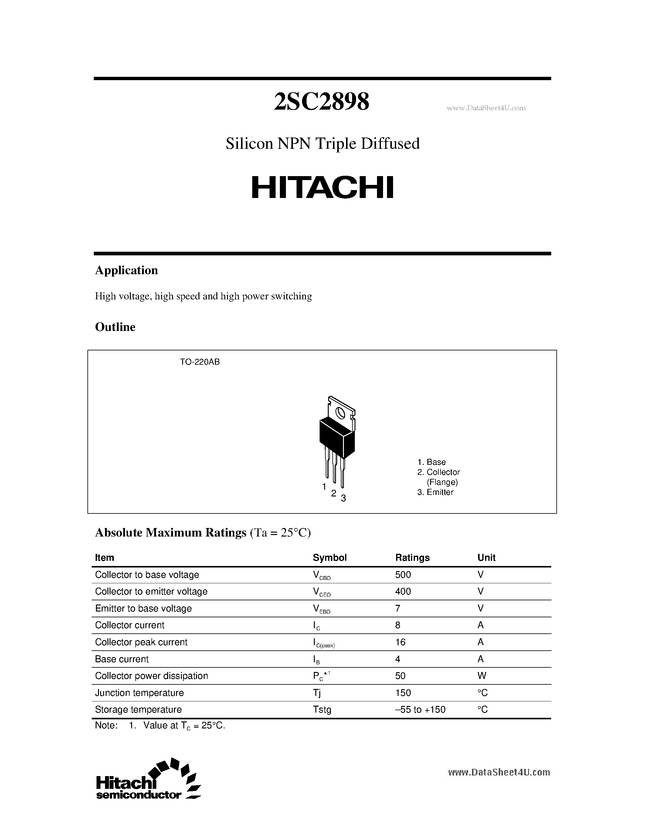 Даташит на микросхему C2898 страница 1 Даташит C2898 - Search -----> 2sC2898 страница 1