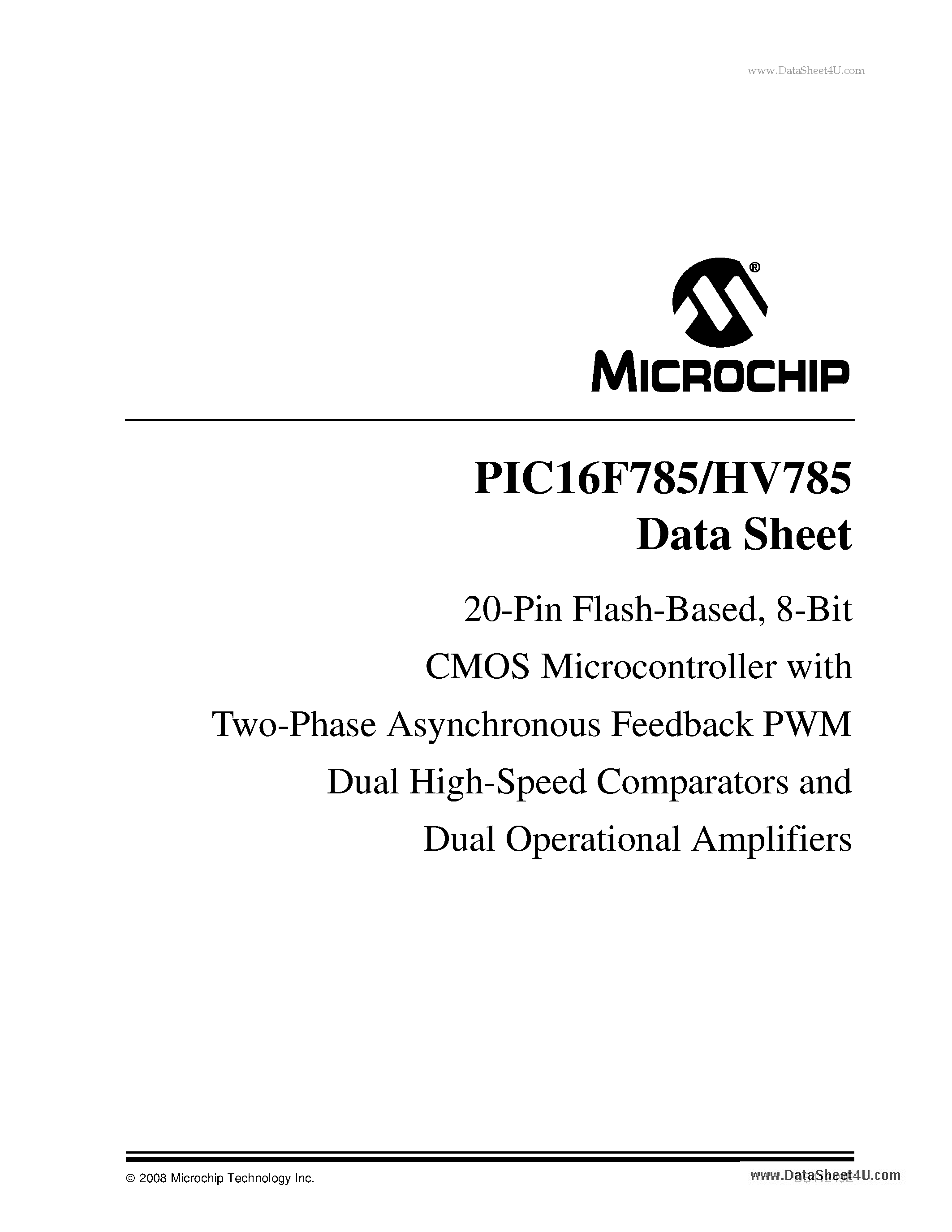 Даташит PIC16F785 - 8-Bit CMOS Microcontroller страница 1