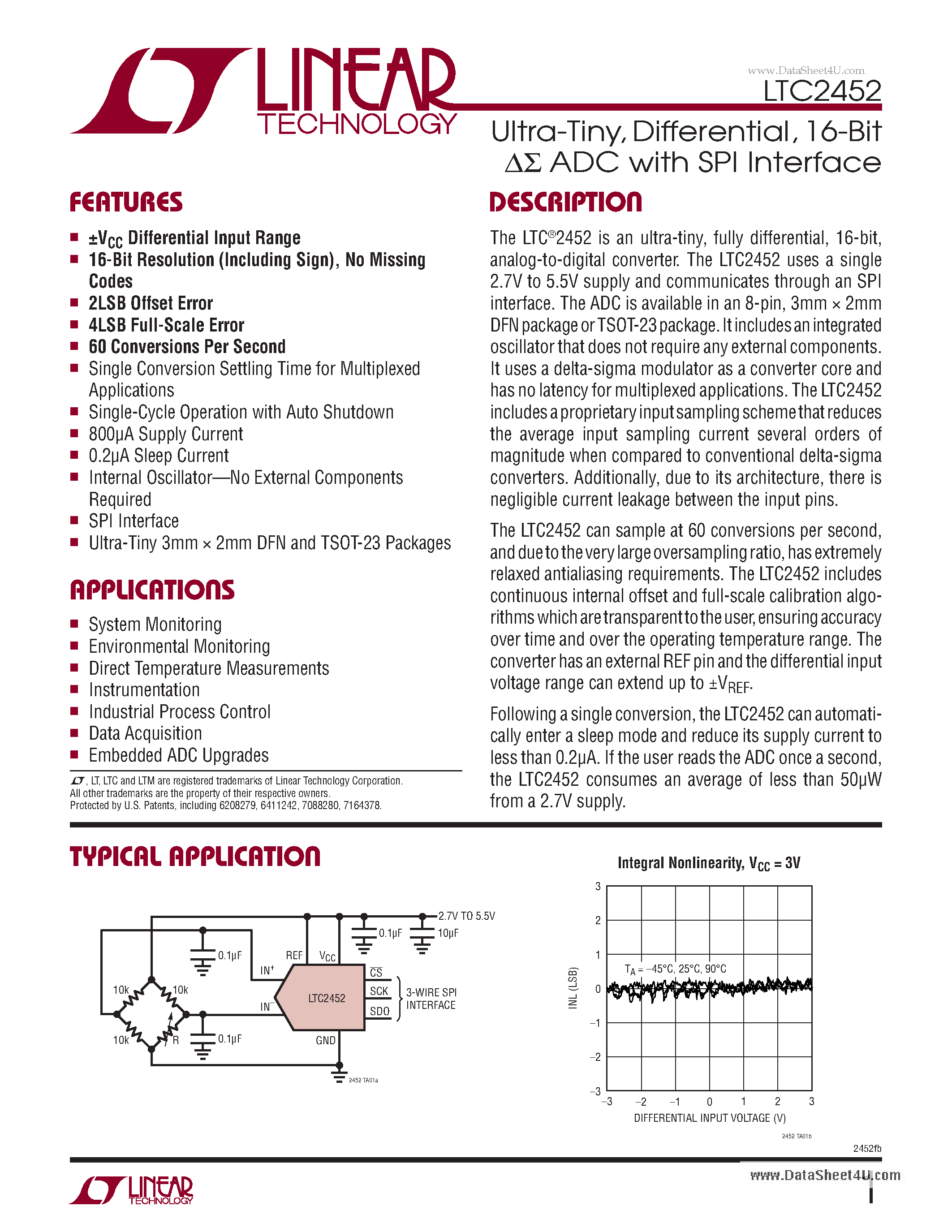 Datasheet LTC2452 - 16-Bit ADC page 1